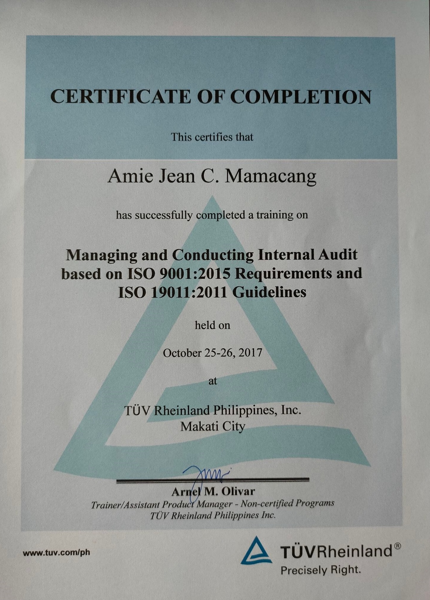 Managing and conducting Internal Audit based on ISO 90001:2015 Requirements and  ISO 19011:2011 Guidelines