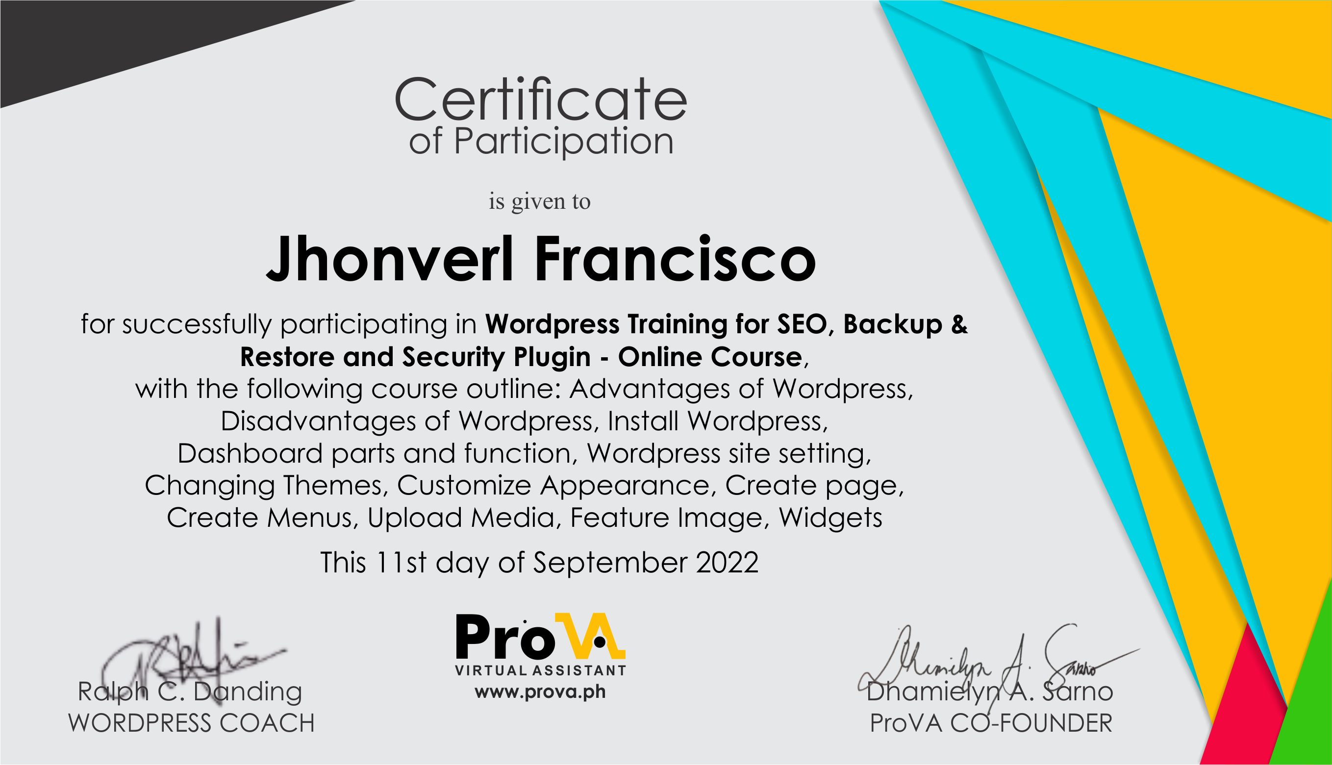 WORDPRESS Certificate