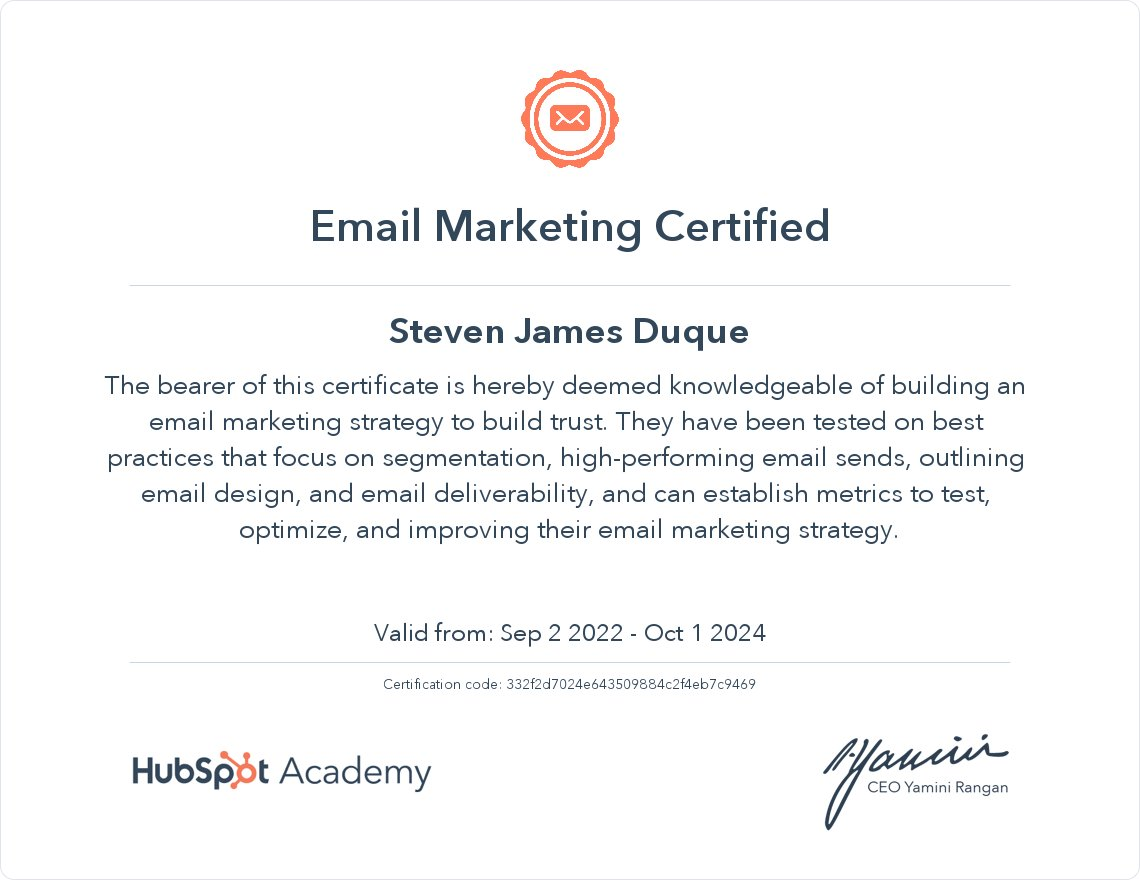Email Marketing Certificate