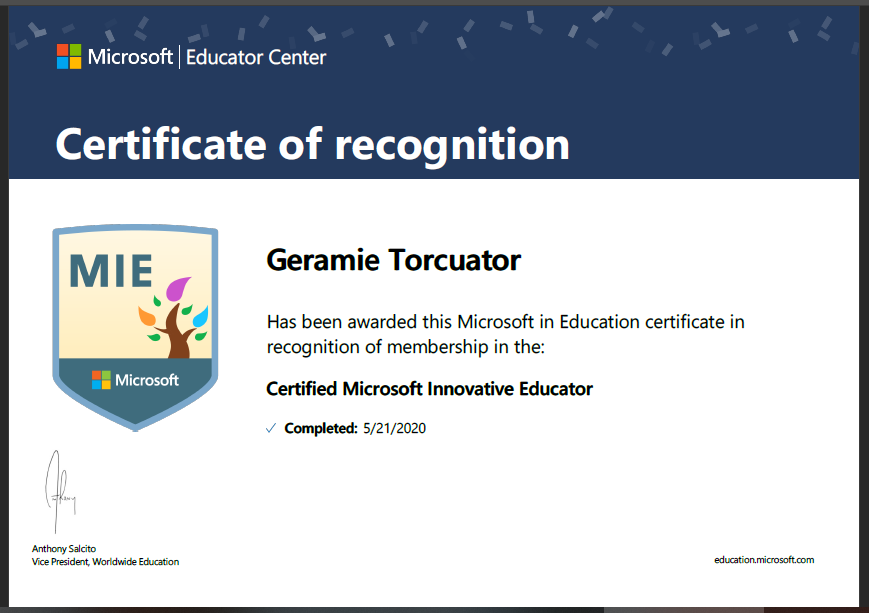 Certified Microsoft Innovative Educator
