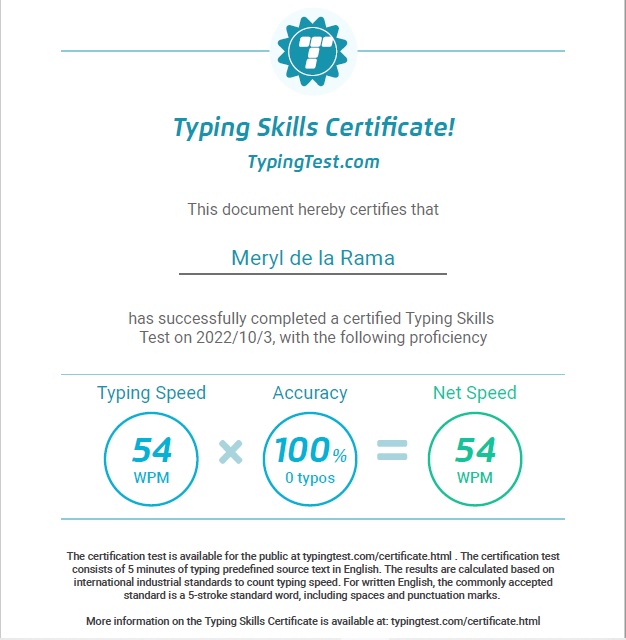 Typing Test Result