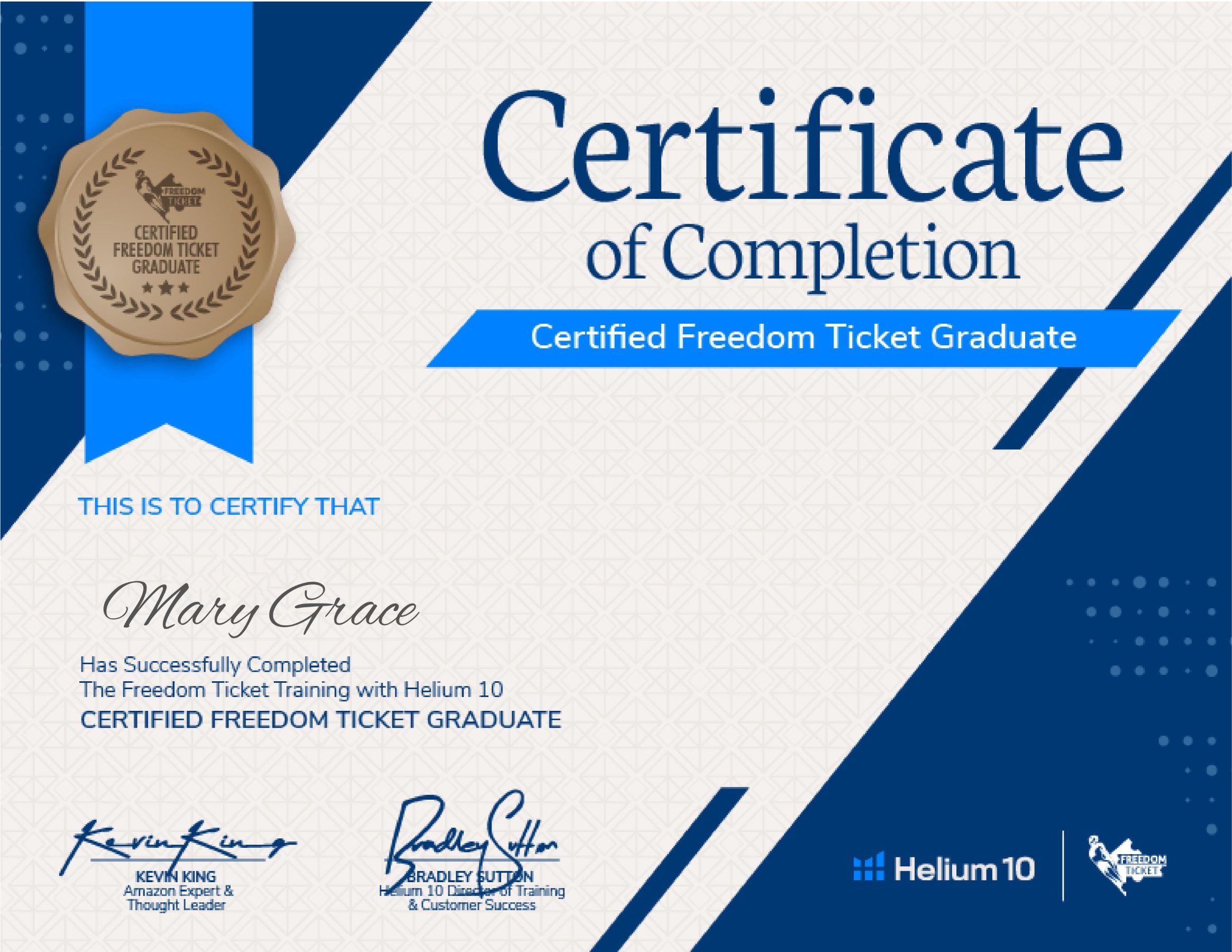 Freedom Ticket by Helium 10  COMPLETED