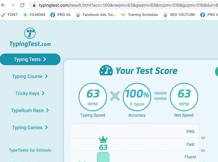 Typing Test Certificate