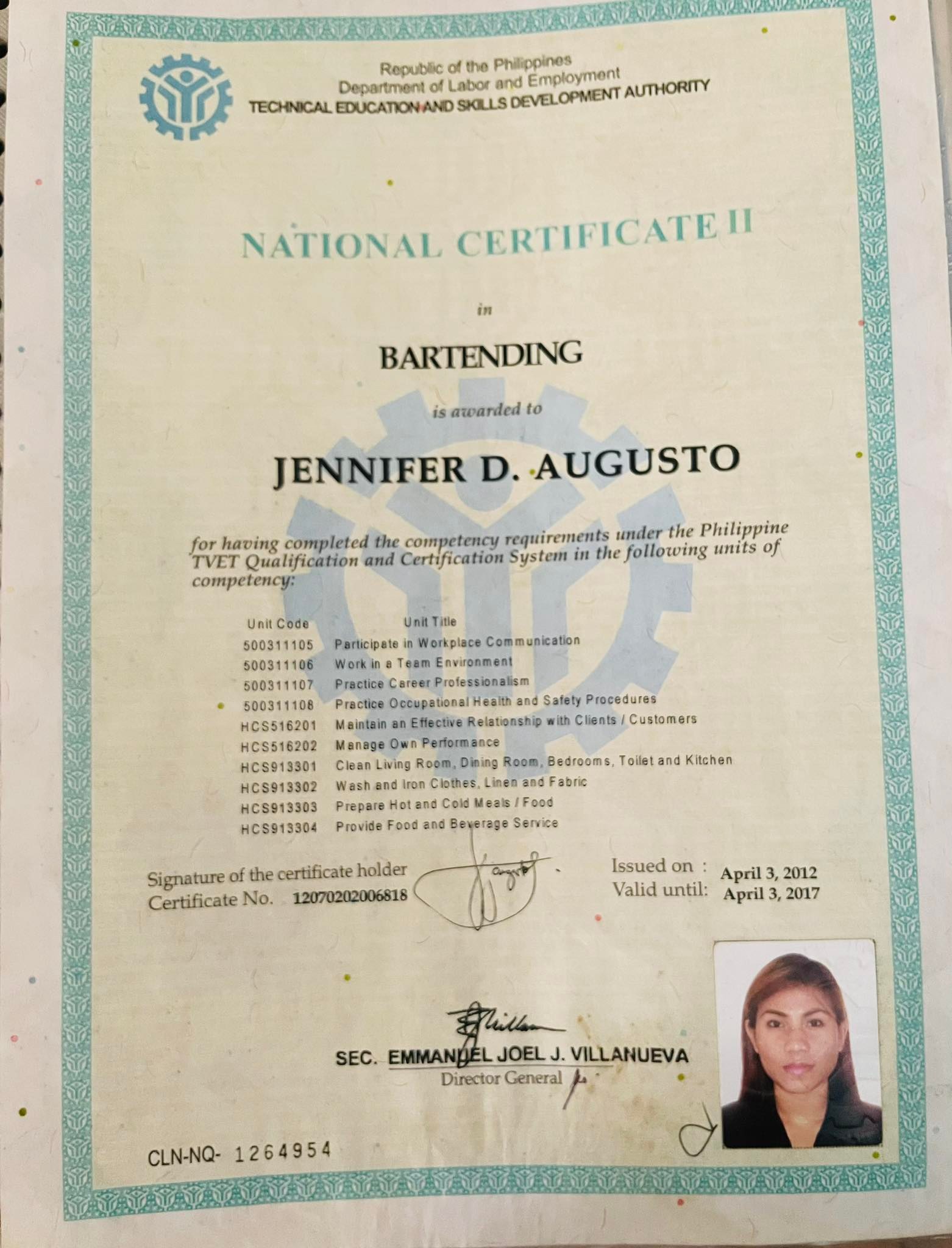 NCII Certificate