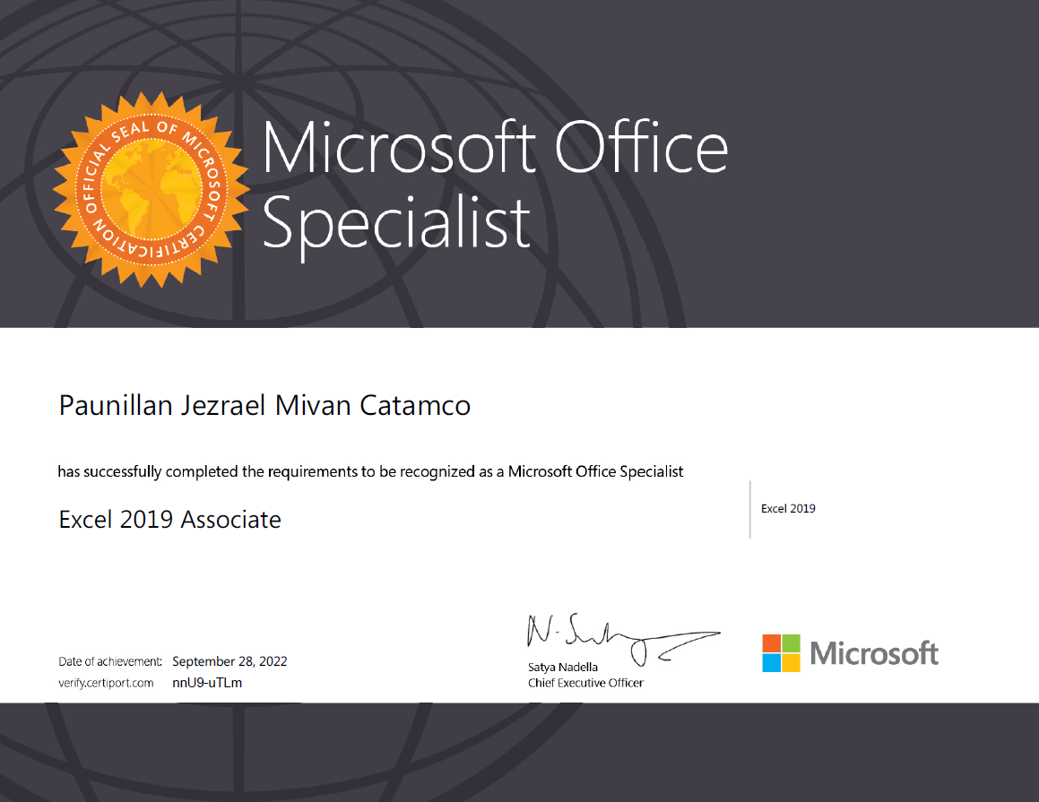 Microsoft Excel Specialist