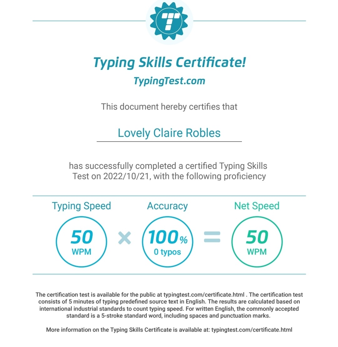 Typing Speed Certificate