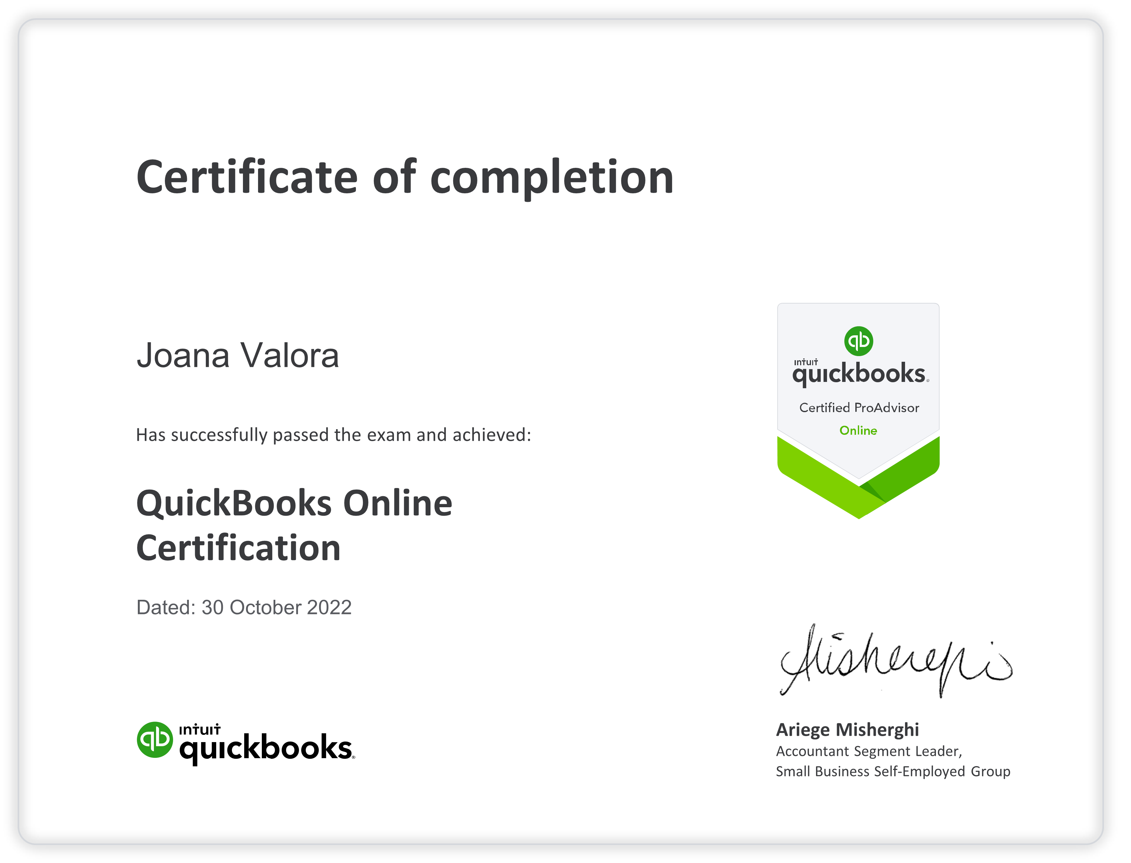 Quickbooks Online Certification