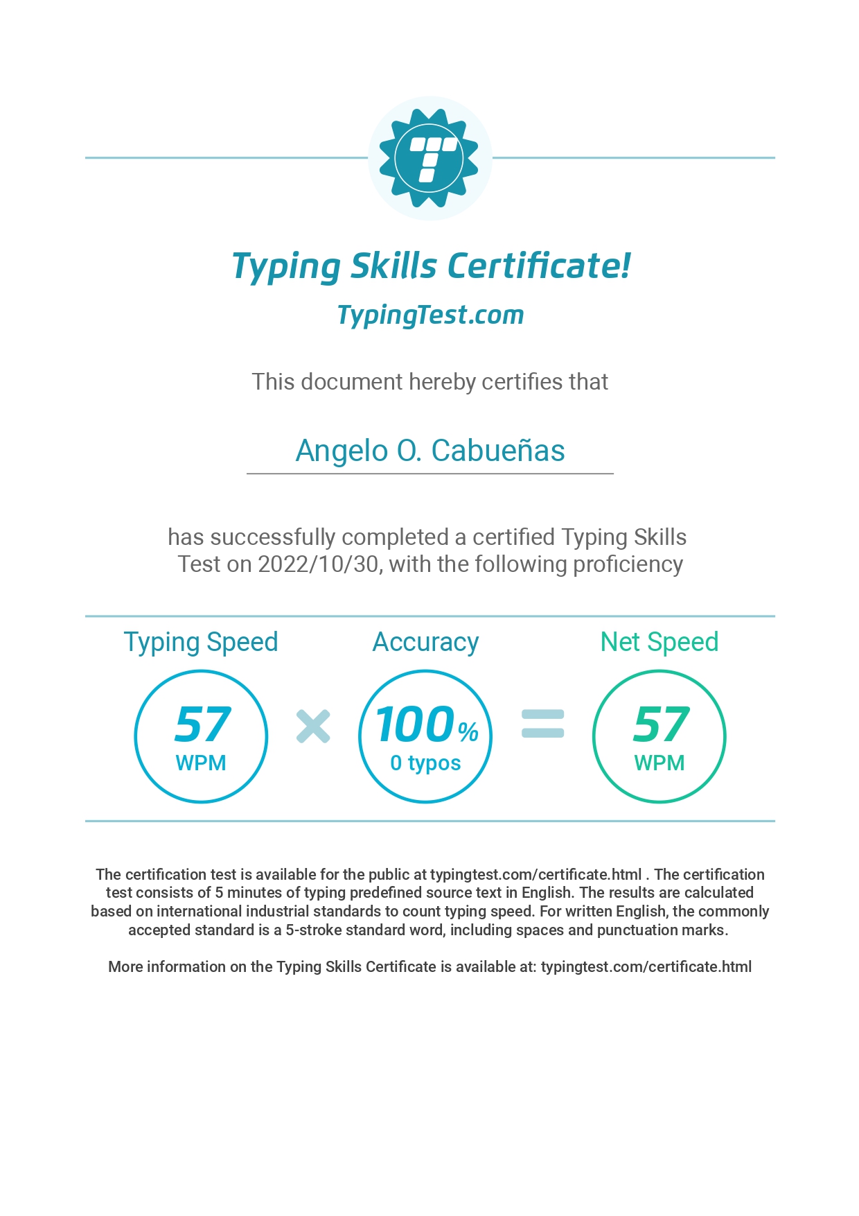 Typing Test Result