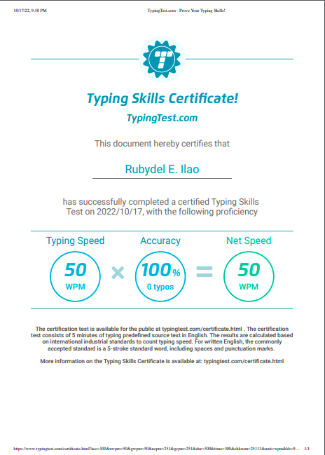 Typing Cert