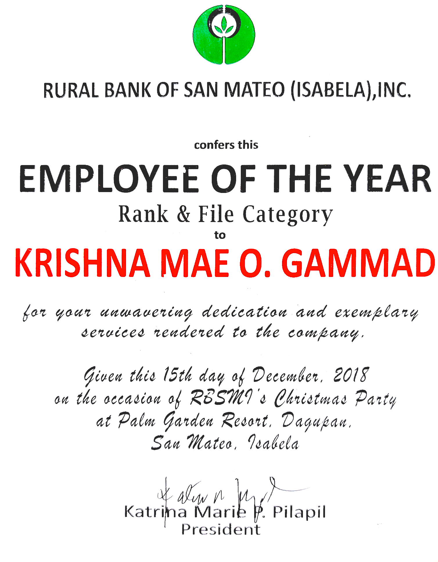 EMPLOYEE OF THE YEAR