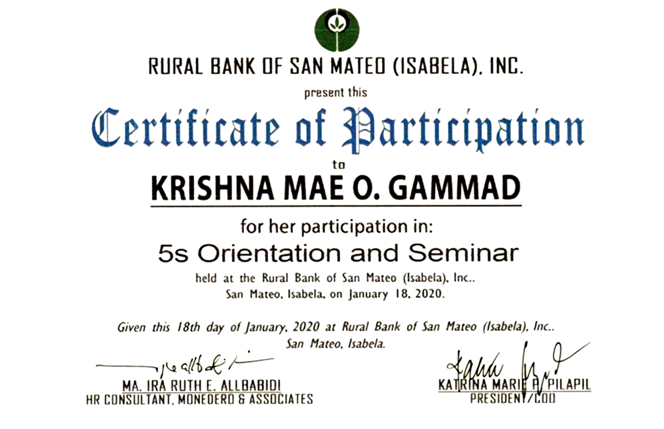 5S ORIENTATION AND SEMINAR