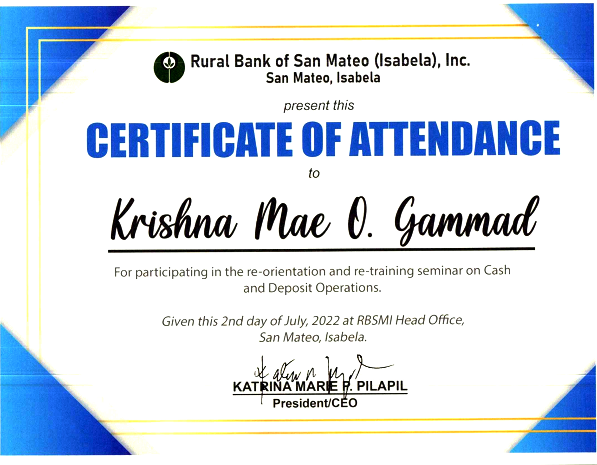 SEMINAR ON CASH AND DEPOSITS OPERATIONS