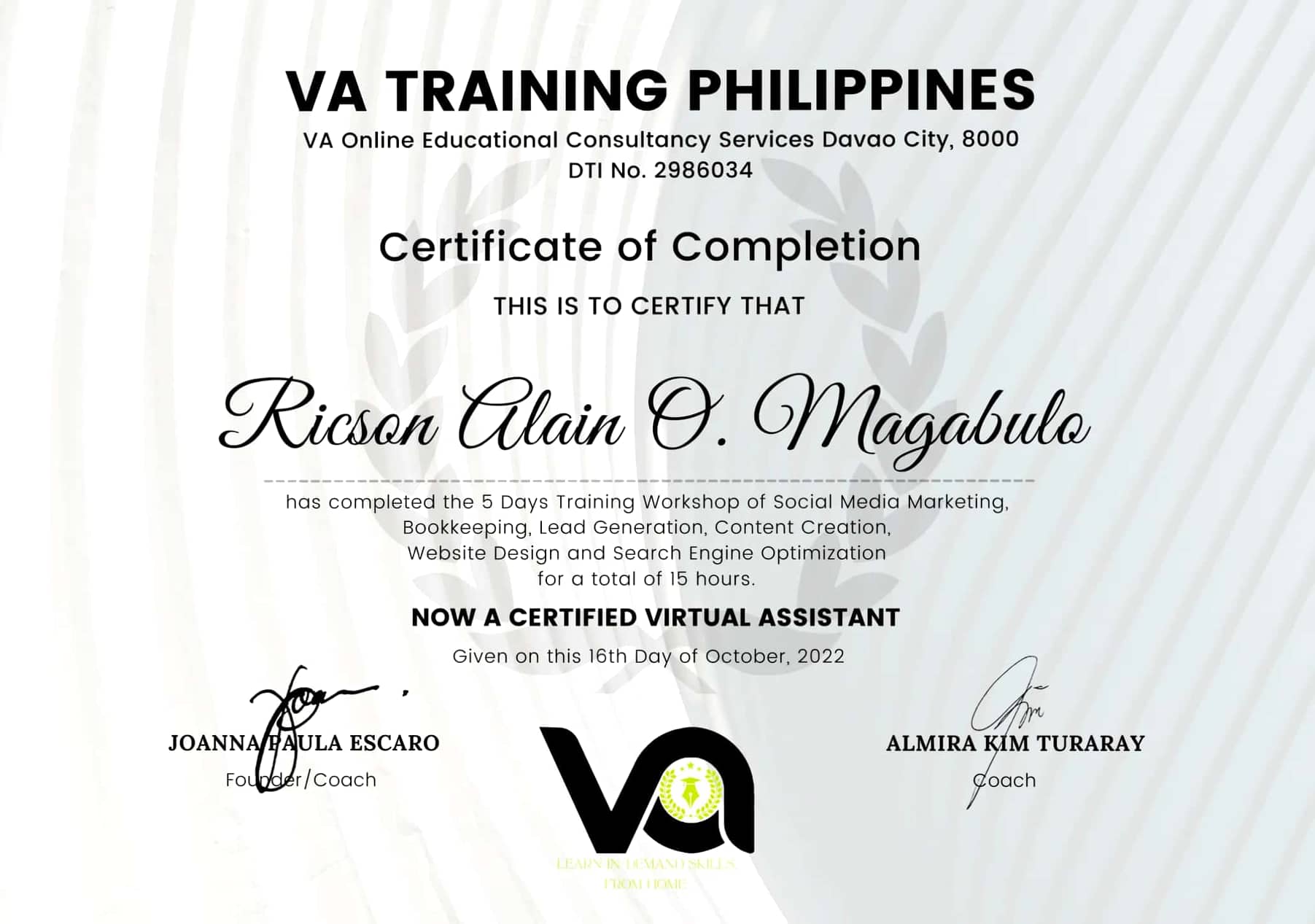 General Virtual Assistant Training