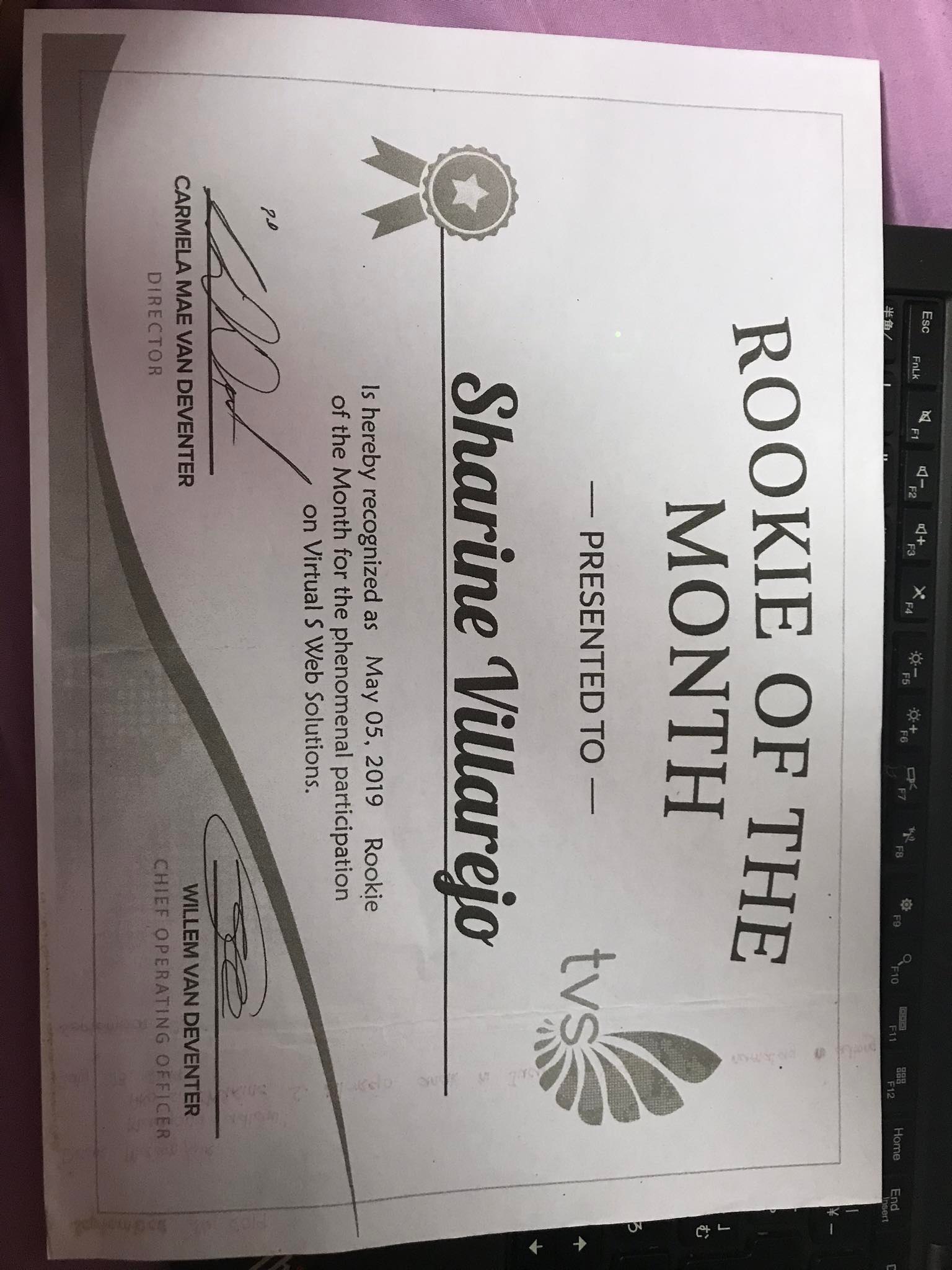 Rookie of the Month Virtual S Web Solution