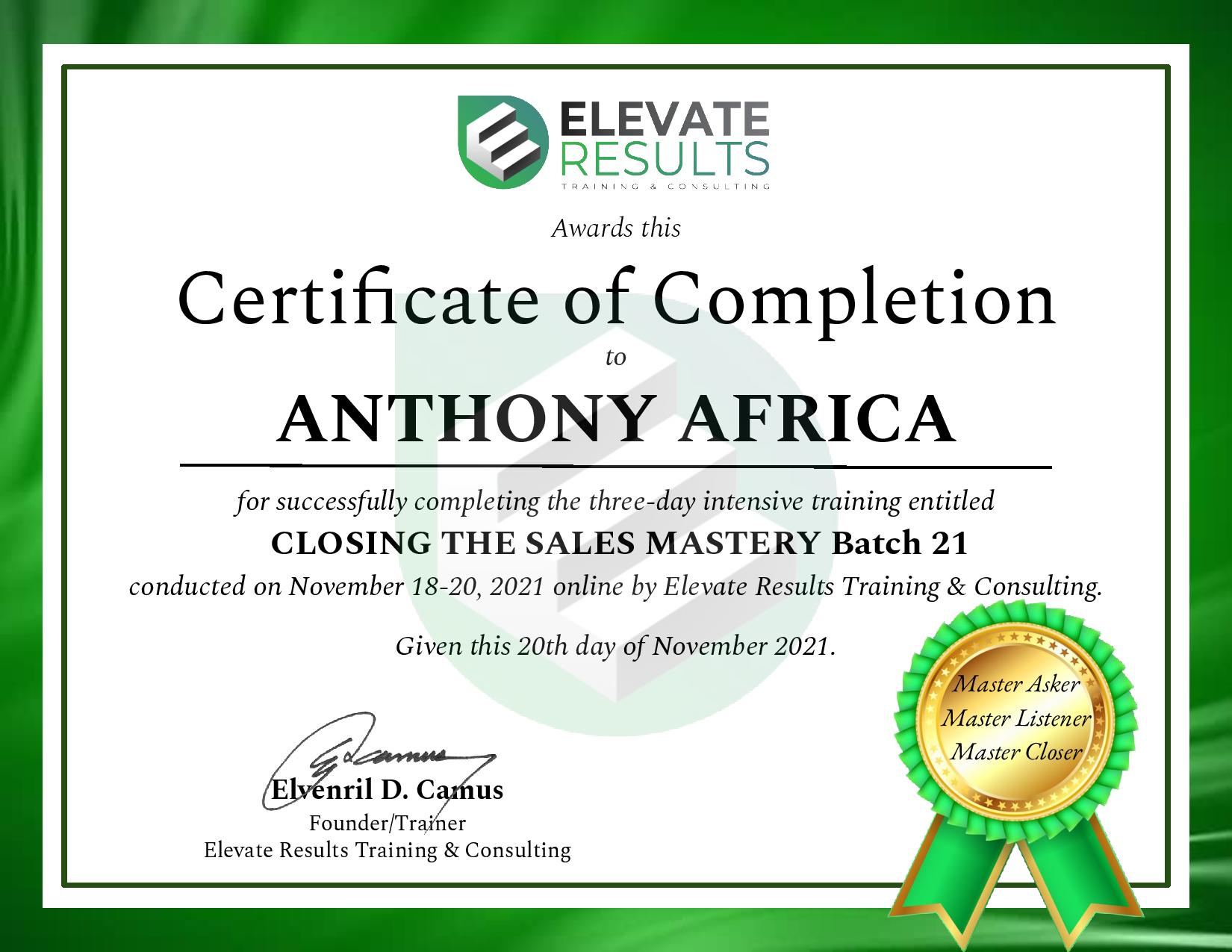 Closing the Sales Mastery