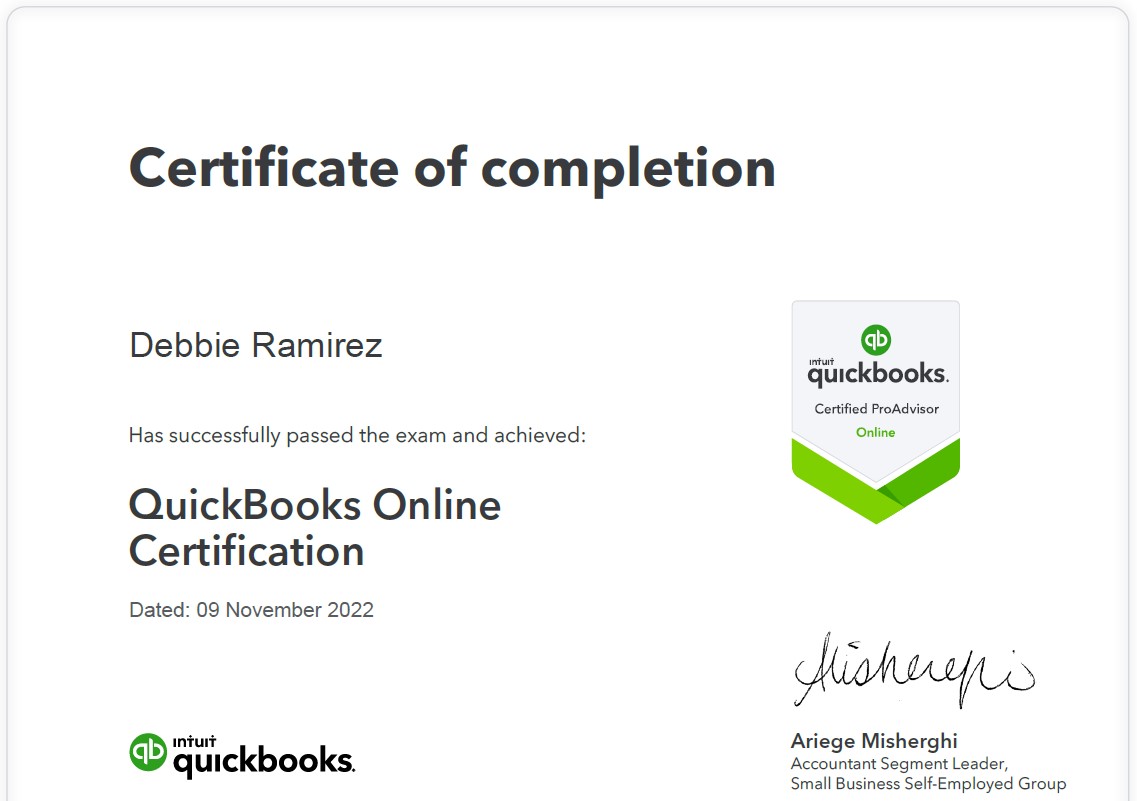 QuickBooks Certified ProAdvisor