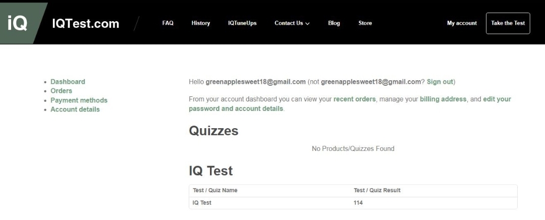 IQ Test Result