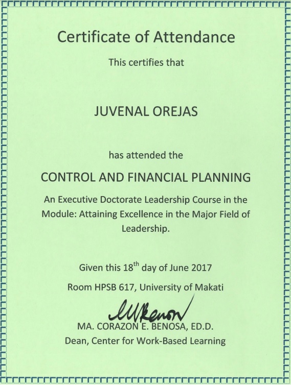 Control and Financial Planning
