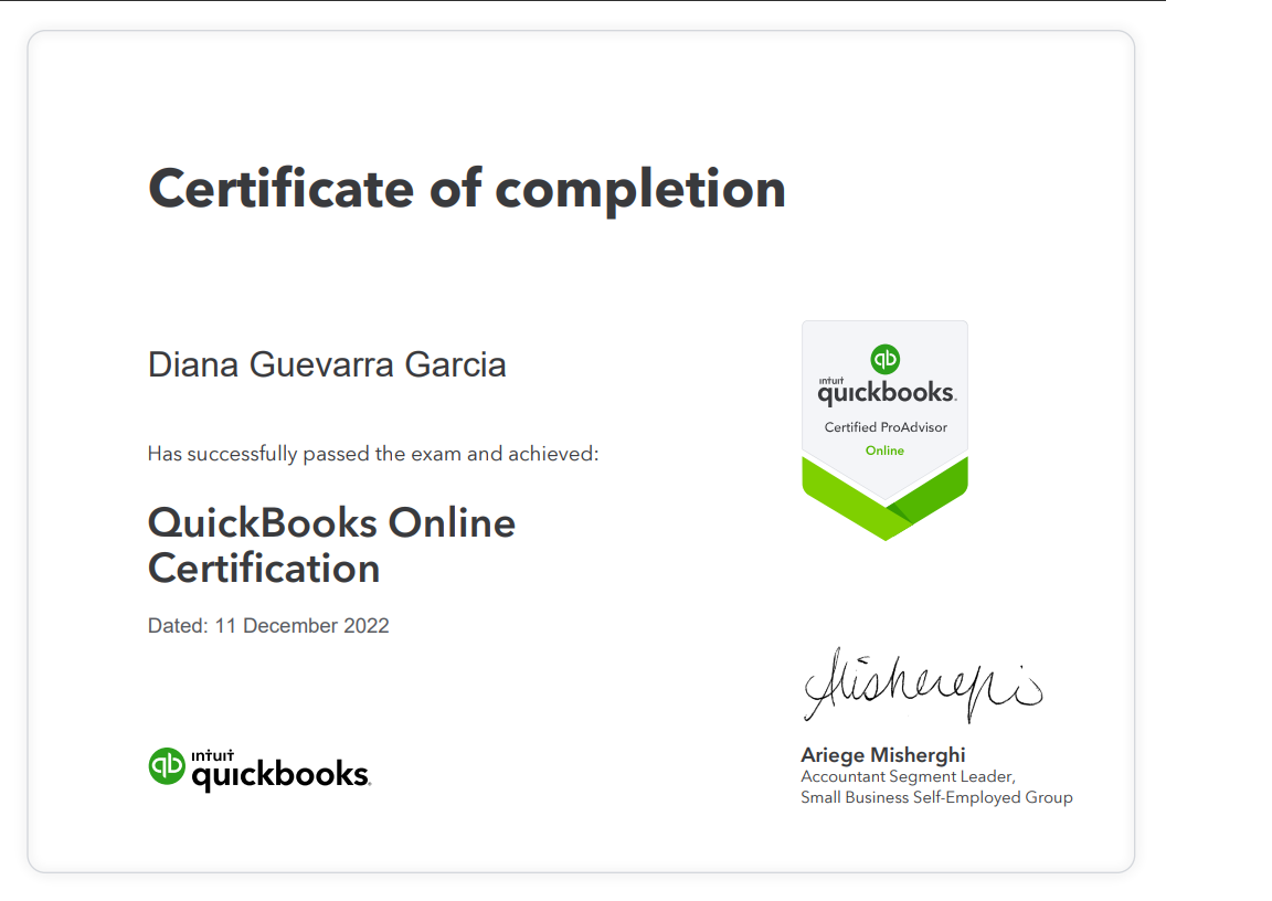 QUICKBOOKS ONLINE CERTIFICATION