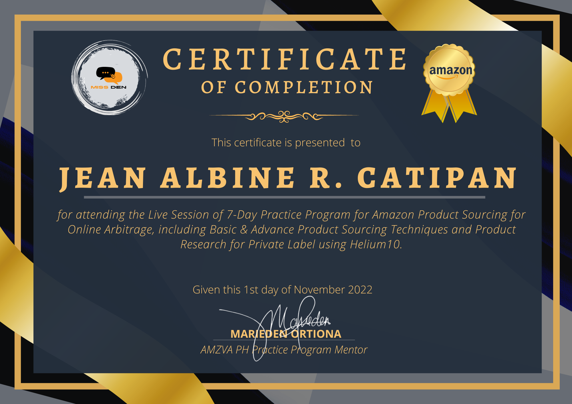 Amazon Product Sourcing Training Certificate