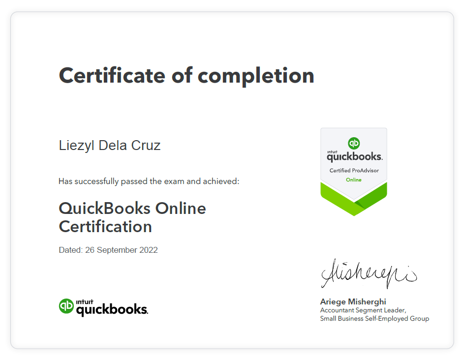 QuickBooks Certified ProAdvisor