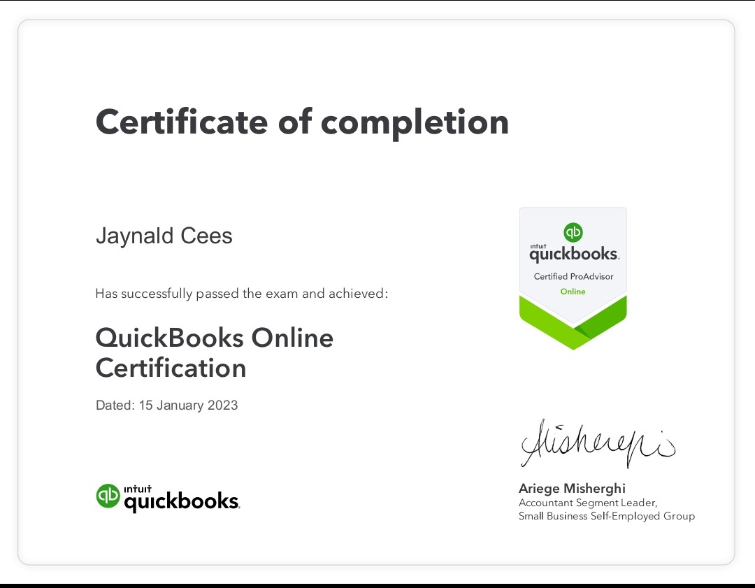 Quickbooks Online Certificate