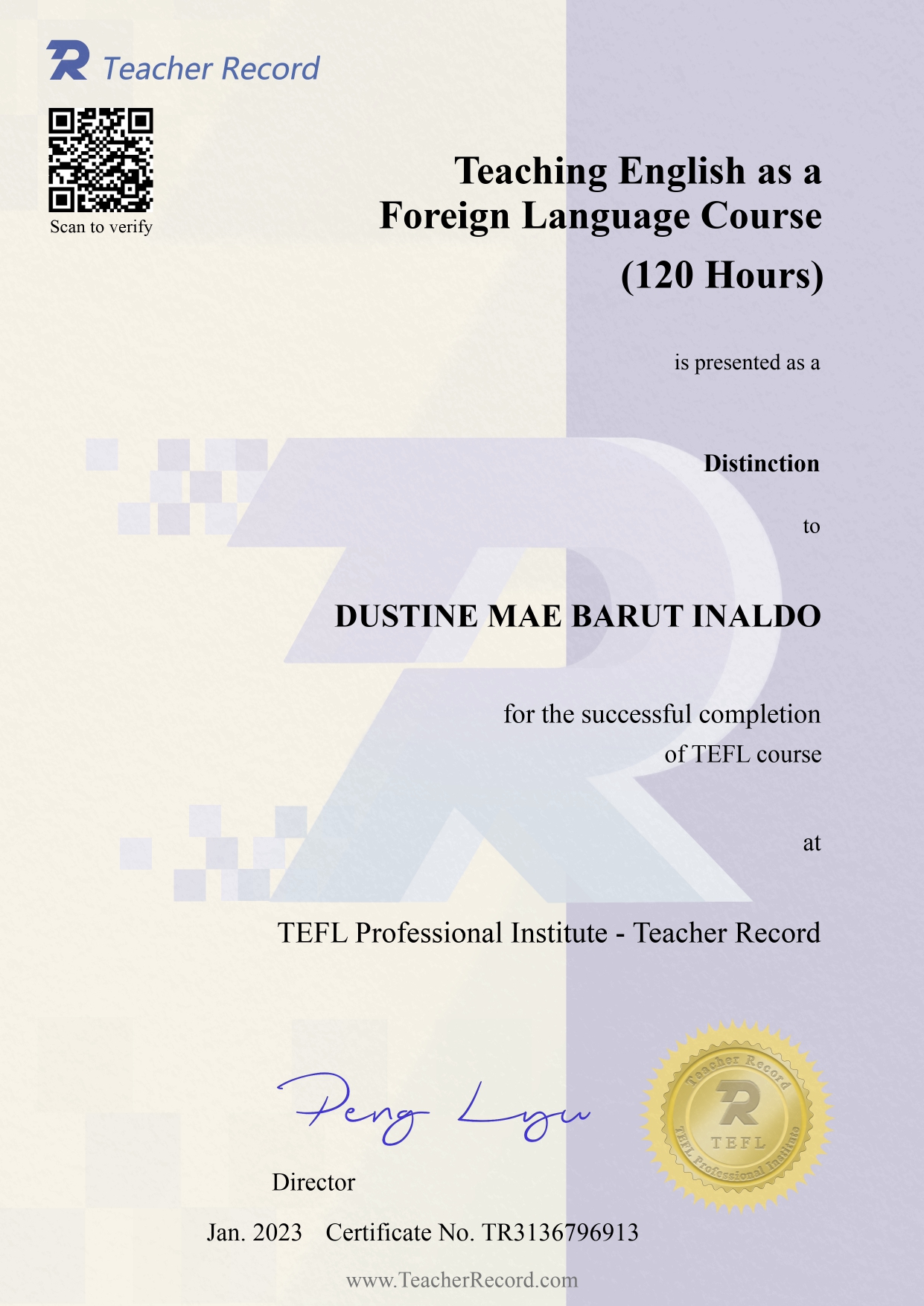 TELF Certificate