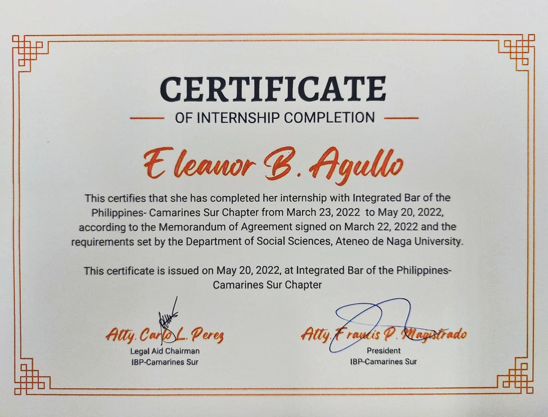 Certificate of Internship Completion