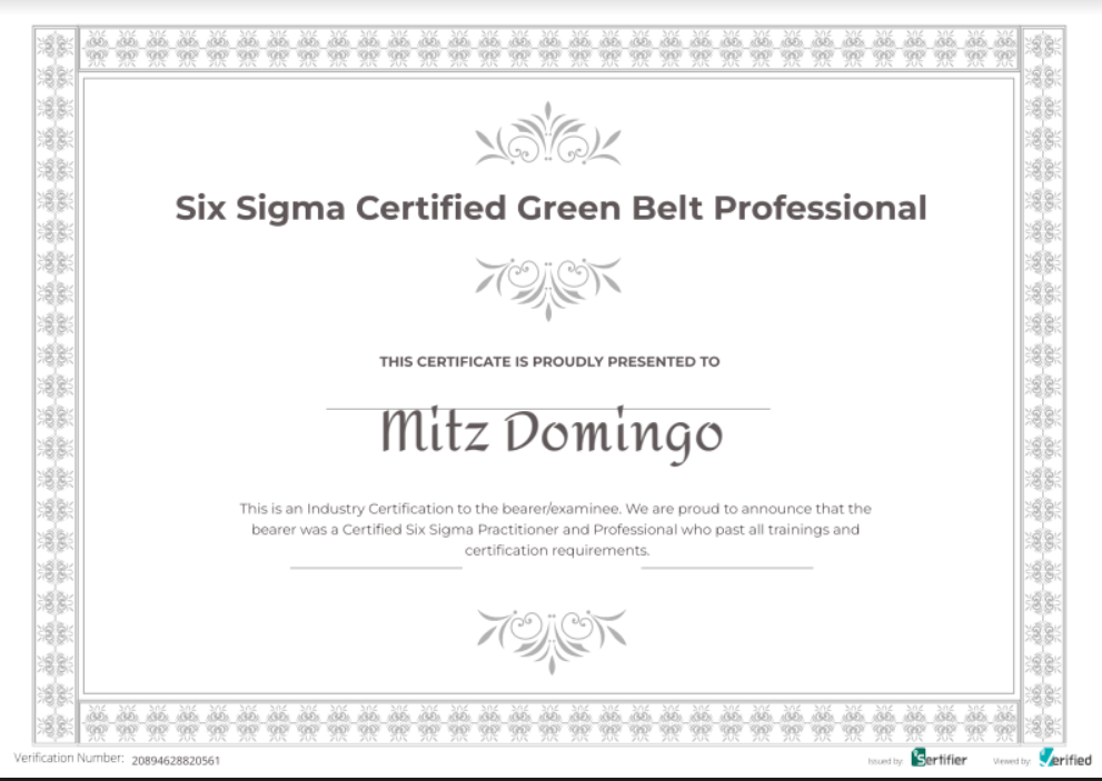 Six Sigma Certified Green Belt Professional