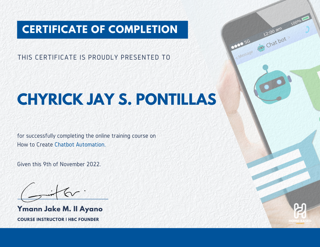 Chatbot Automation Certificate