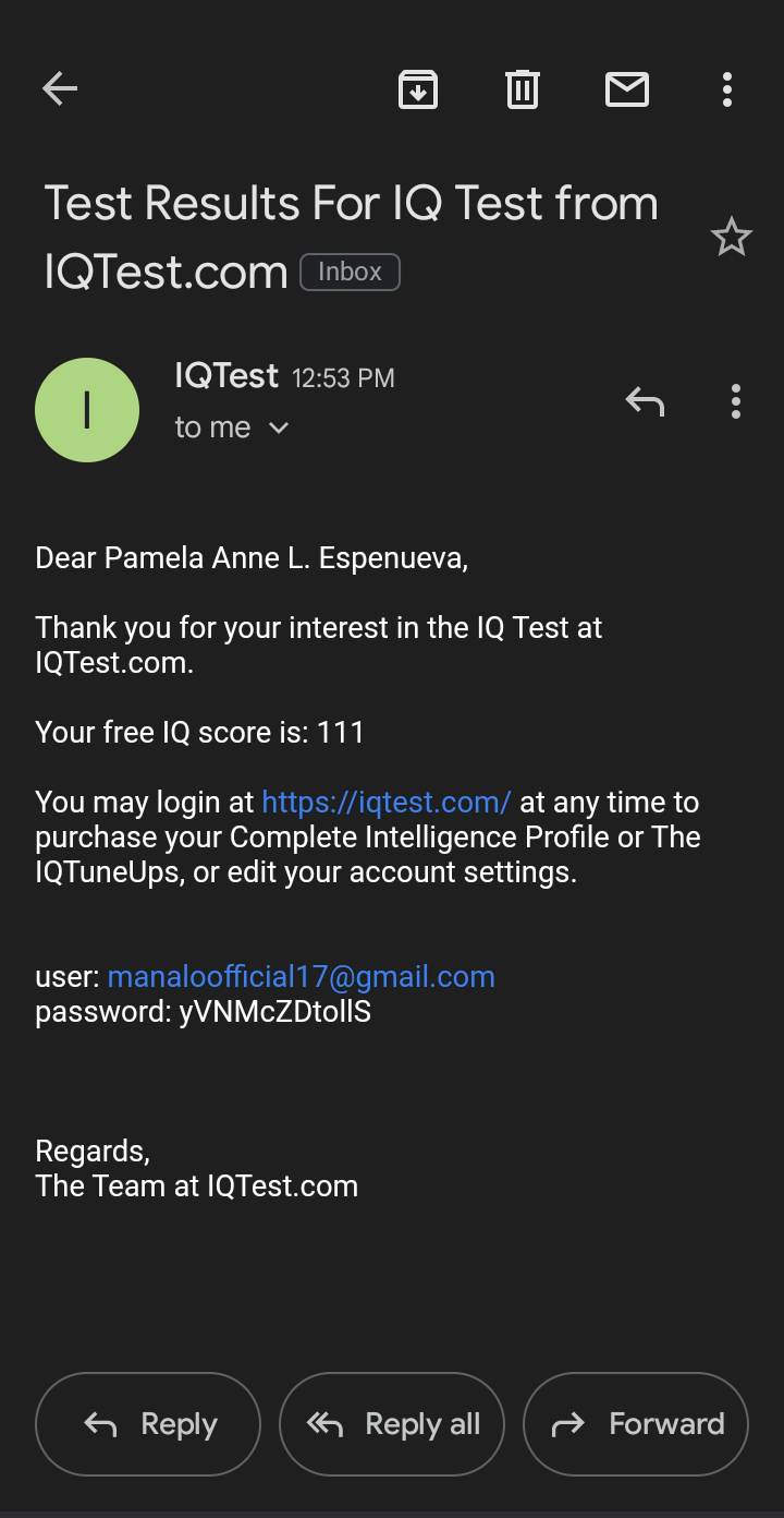 IQ Test Result