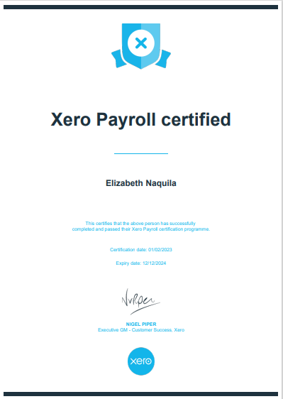 Xero Payroll Certificate