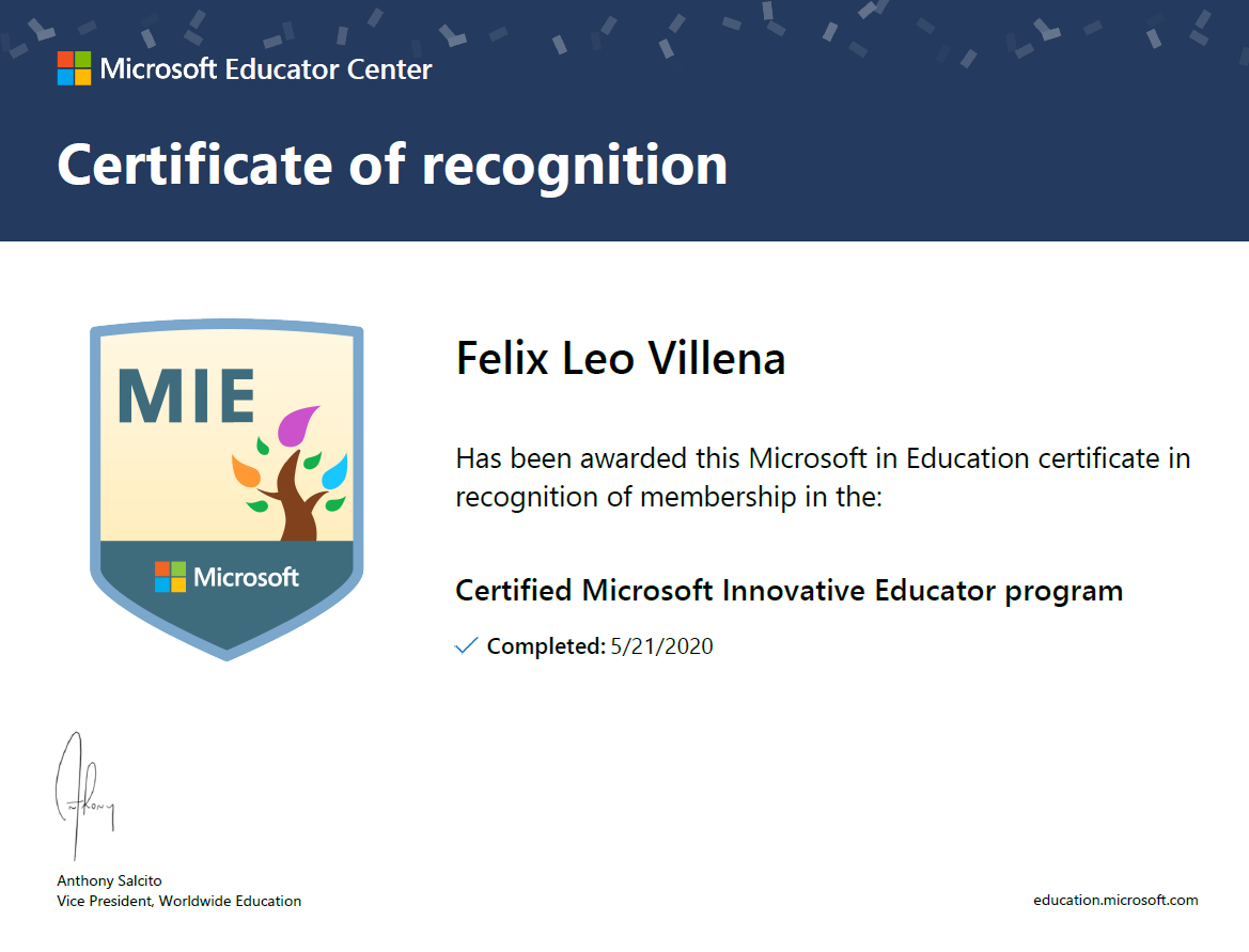 Certified Microsoft Innovative Educator