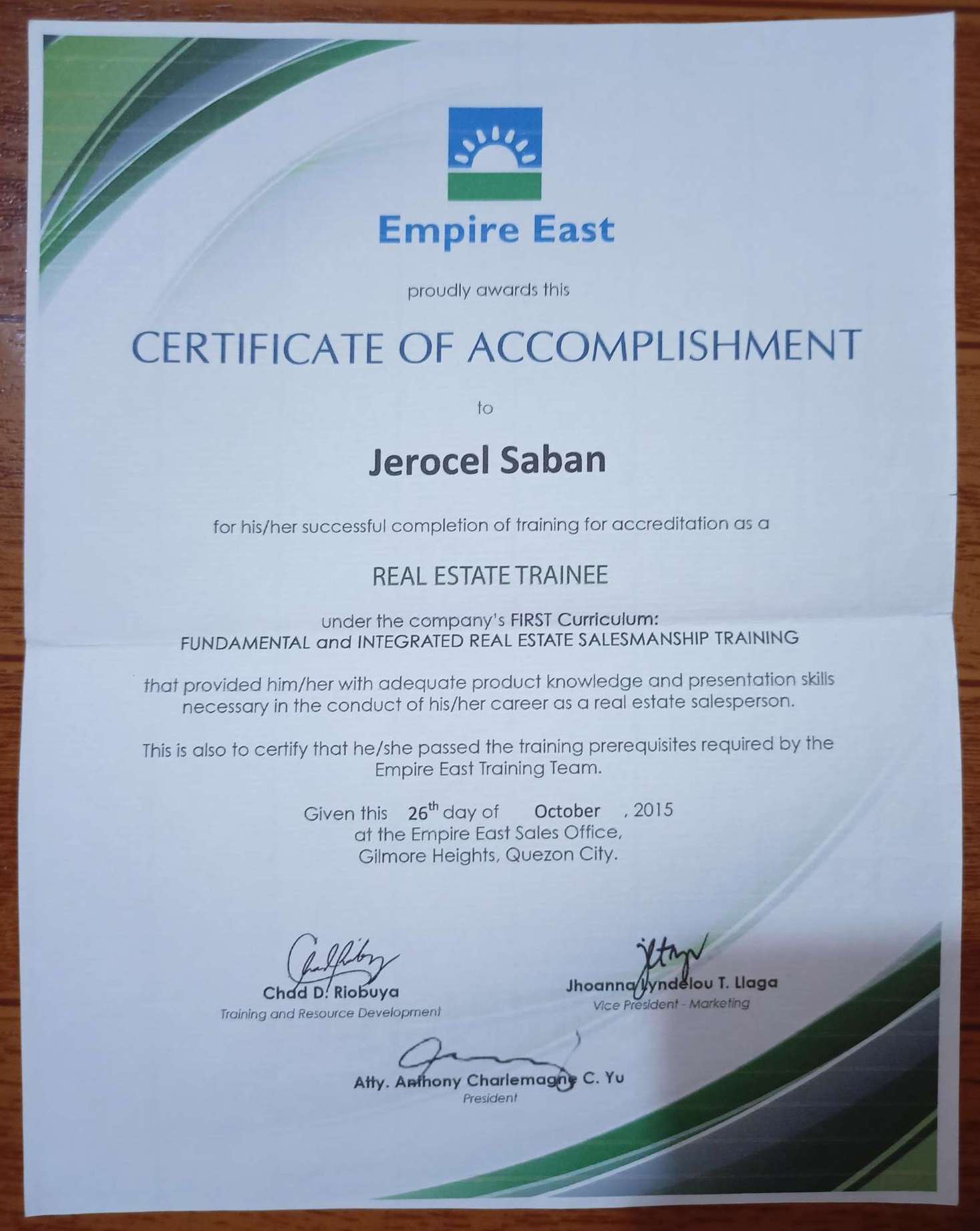 Real Estate Salesmanhip Training