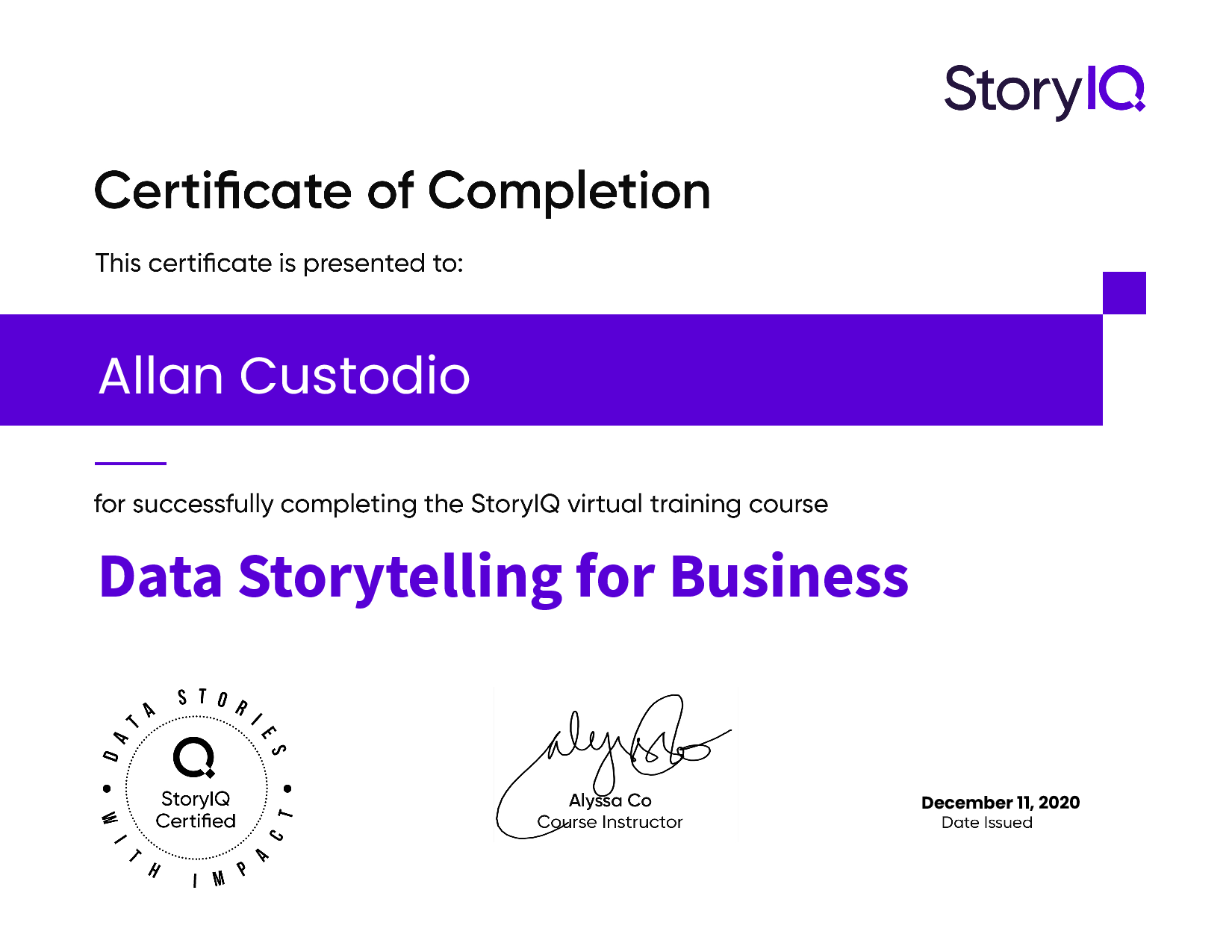 Data Story Telling for Business