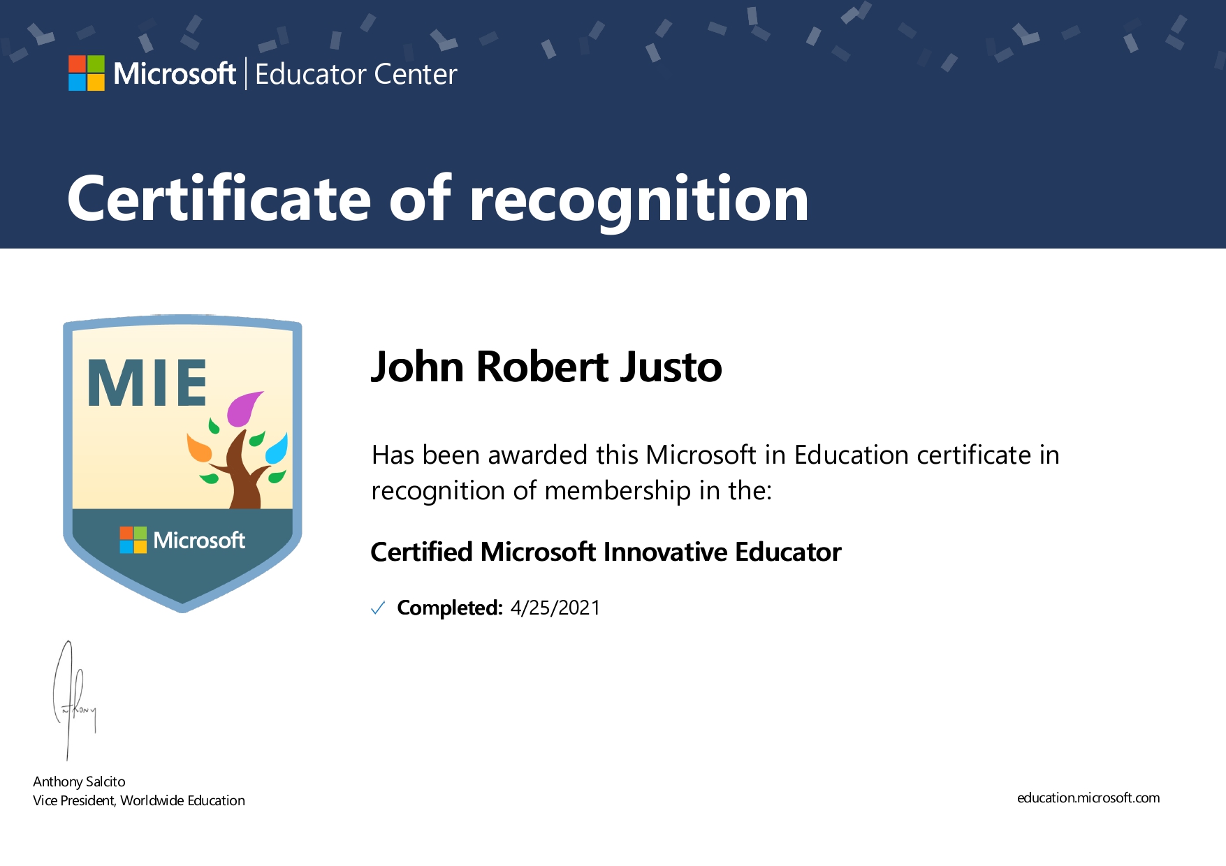 Certified Microsoft Innovative Educator