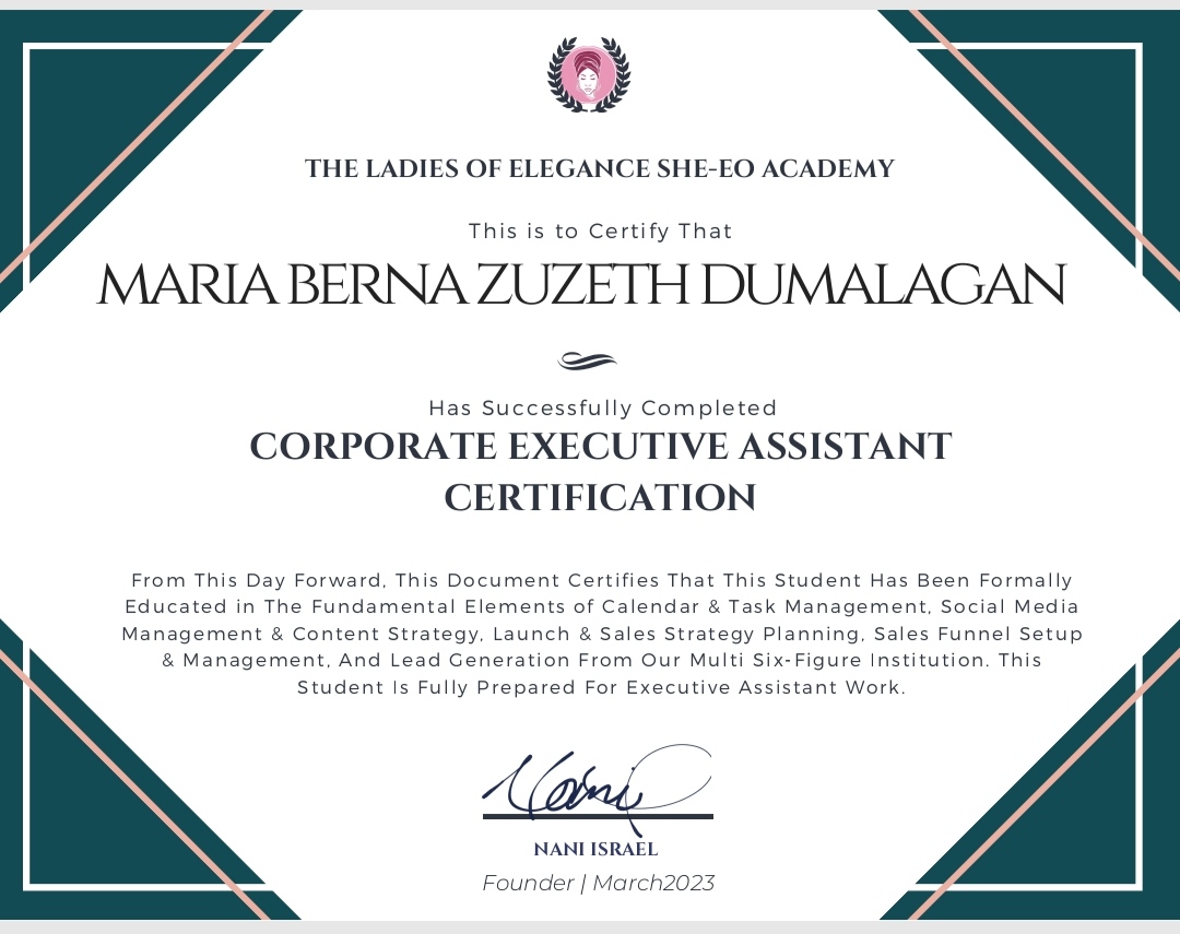 CORPORATE EXECUTIVE ASSISTANT CERTIFIED