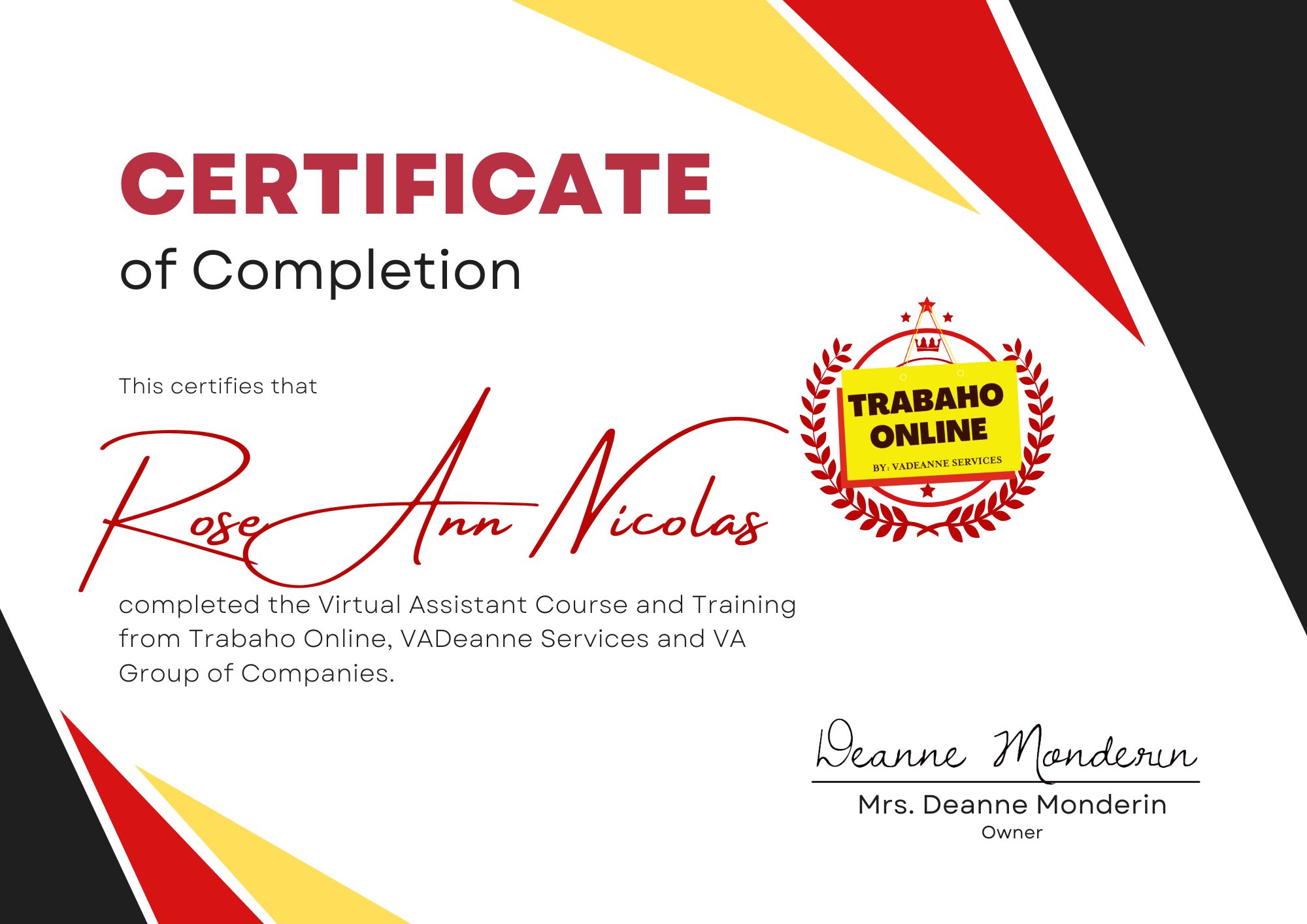 Virtual Assistant Training