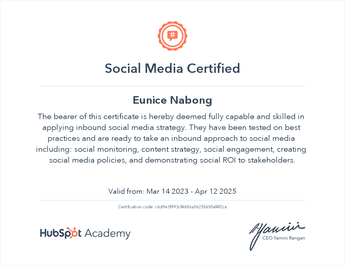 Social Media Certified Certificate