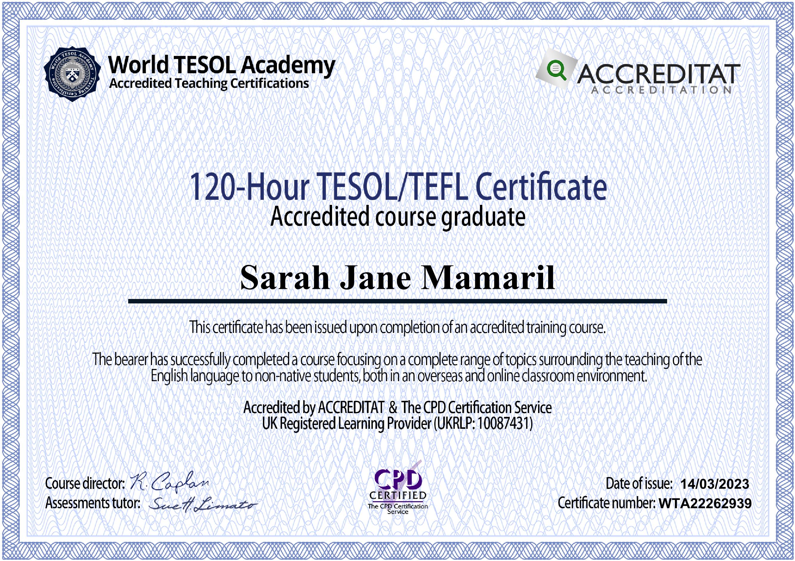 TESOL/TEFL CERTIFICATE