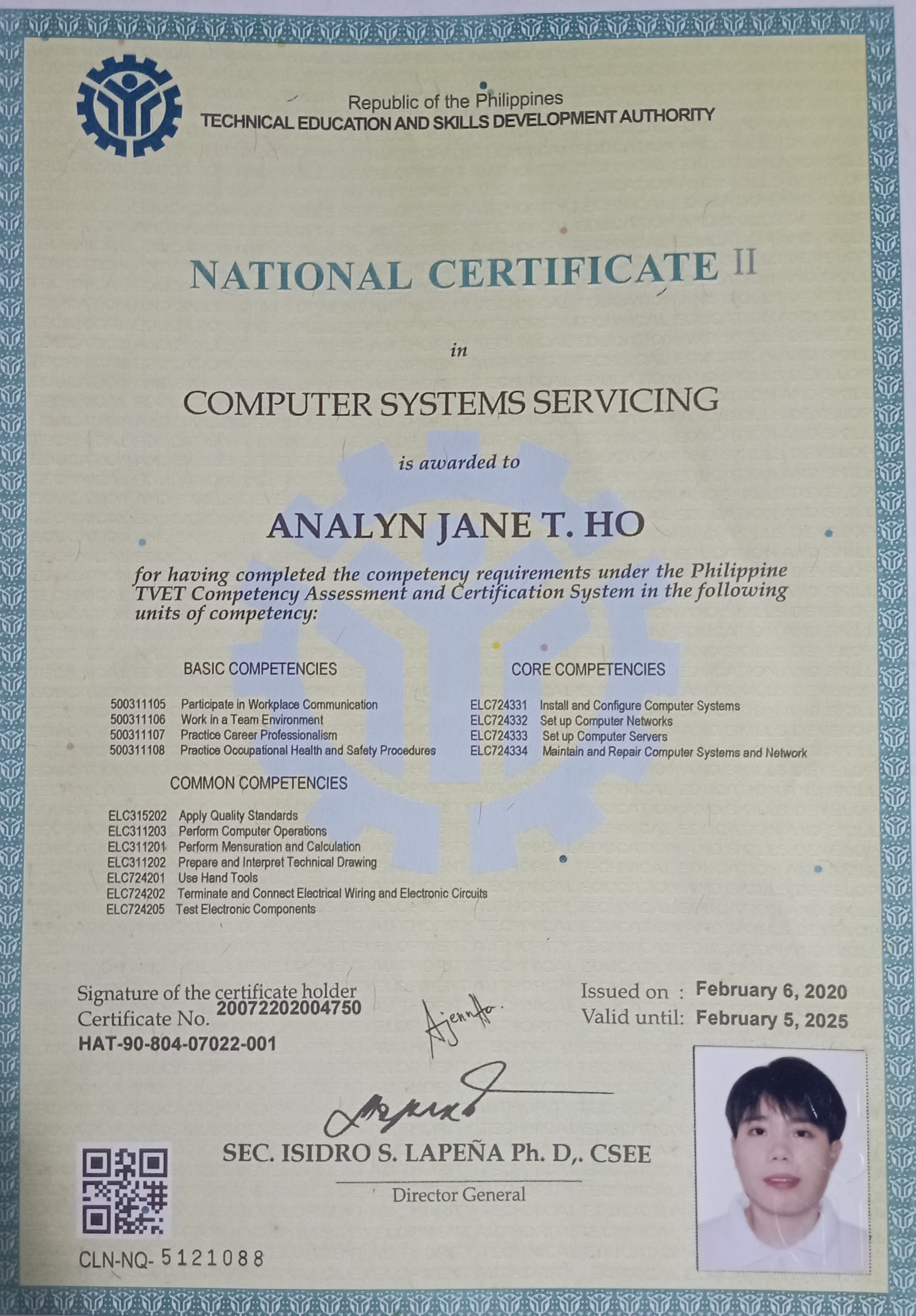 CERTIFICATE CSS NCII