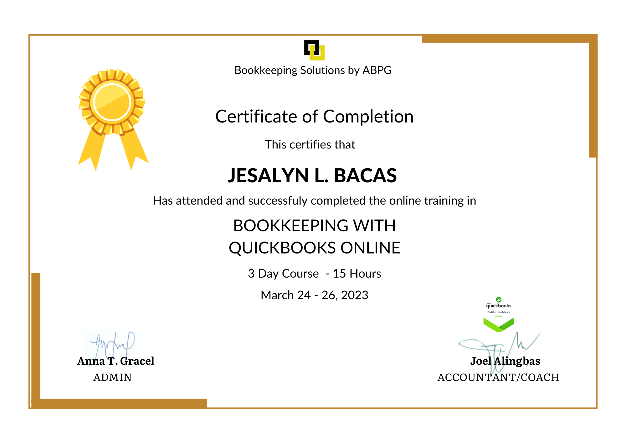 BOOKKEEPING WITH QUICKBOOKS ONLINE