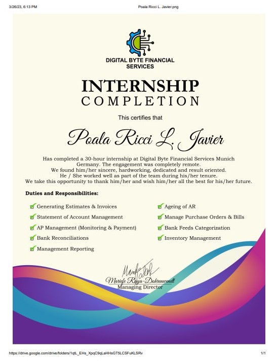 DIGITAL BYTES FINANCIAL SERVICES - BOOKKEEPING AND QUICKBOOKS ONLINE INTERNSHIP