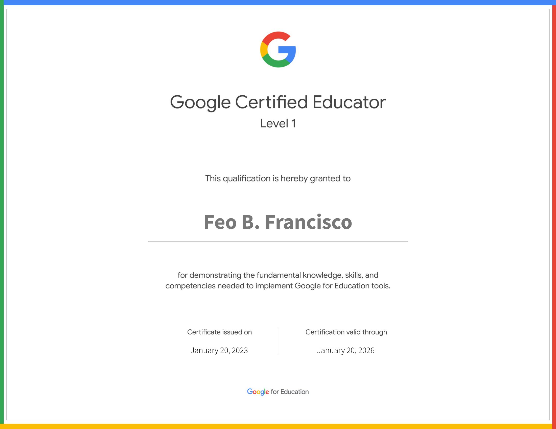 Google Certified Educator Level 1