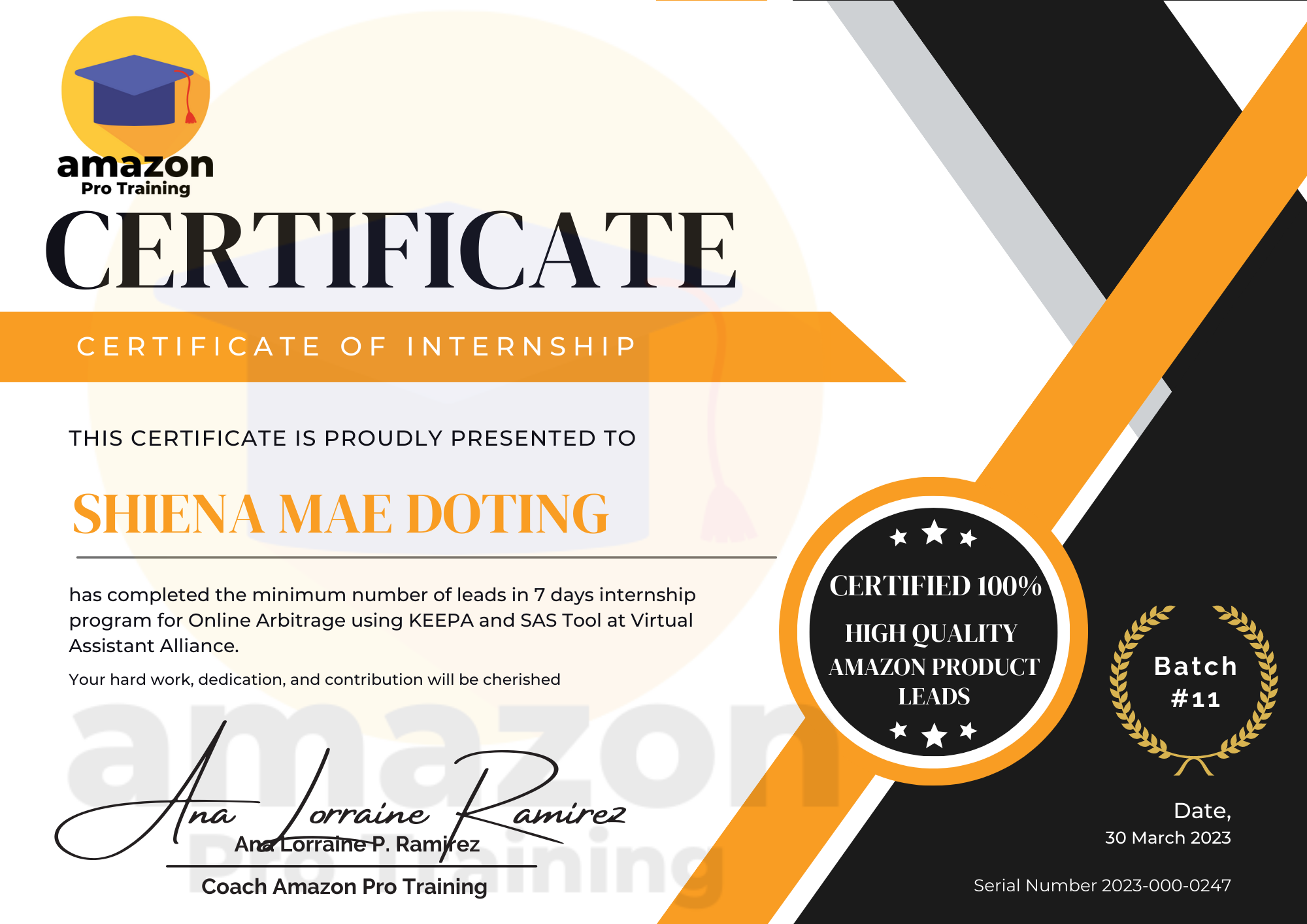 Certificate of Internship