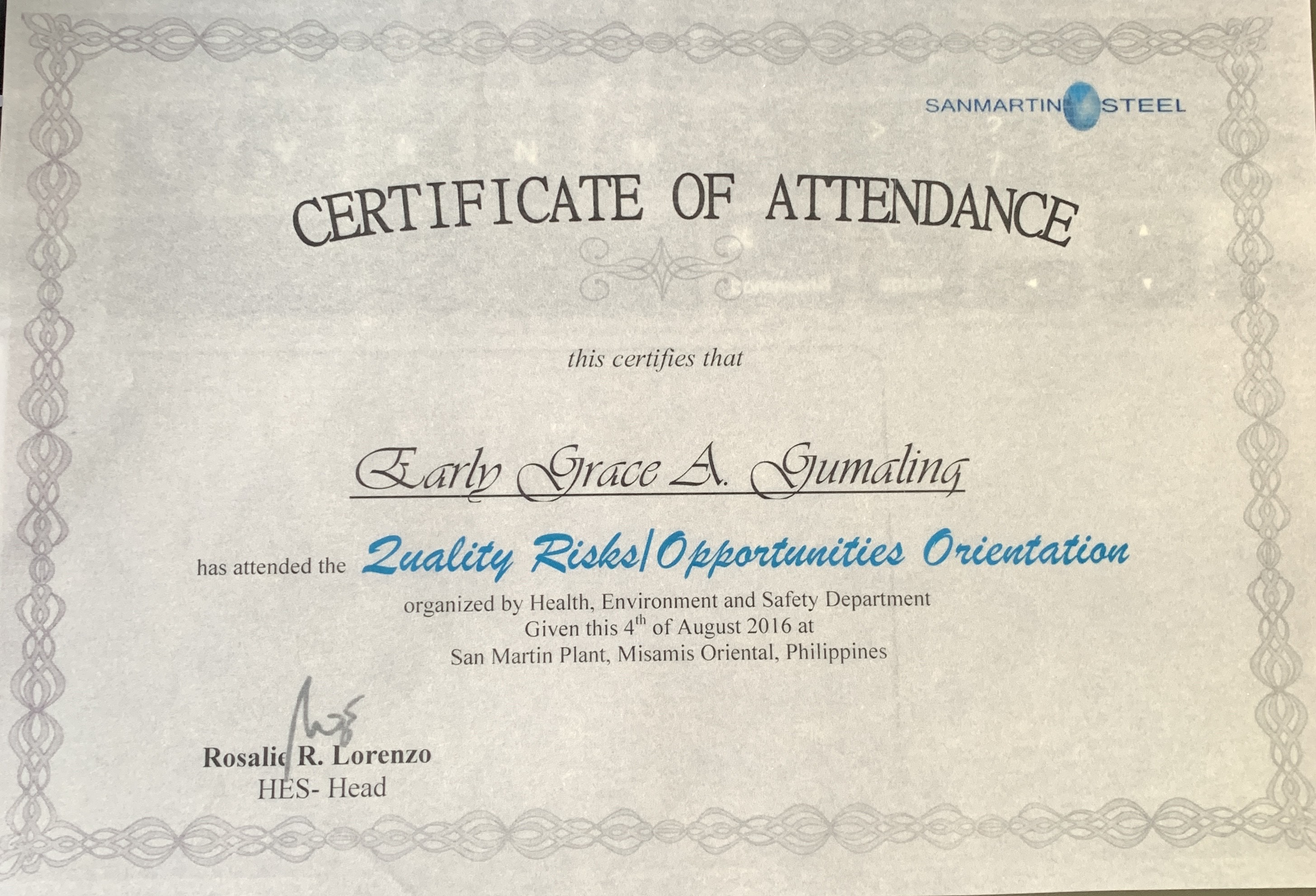 Quality Risks Opportunities Orientation