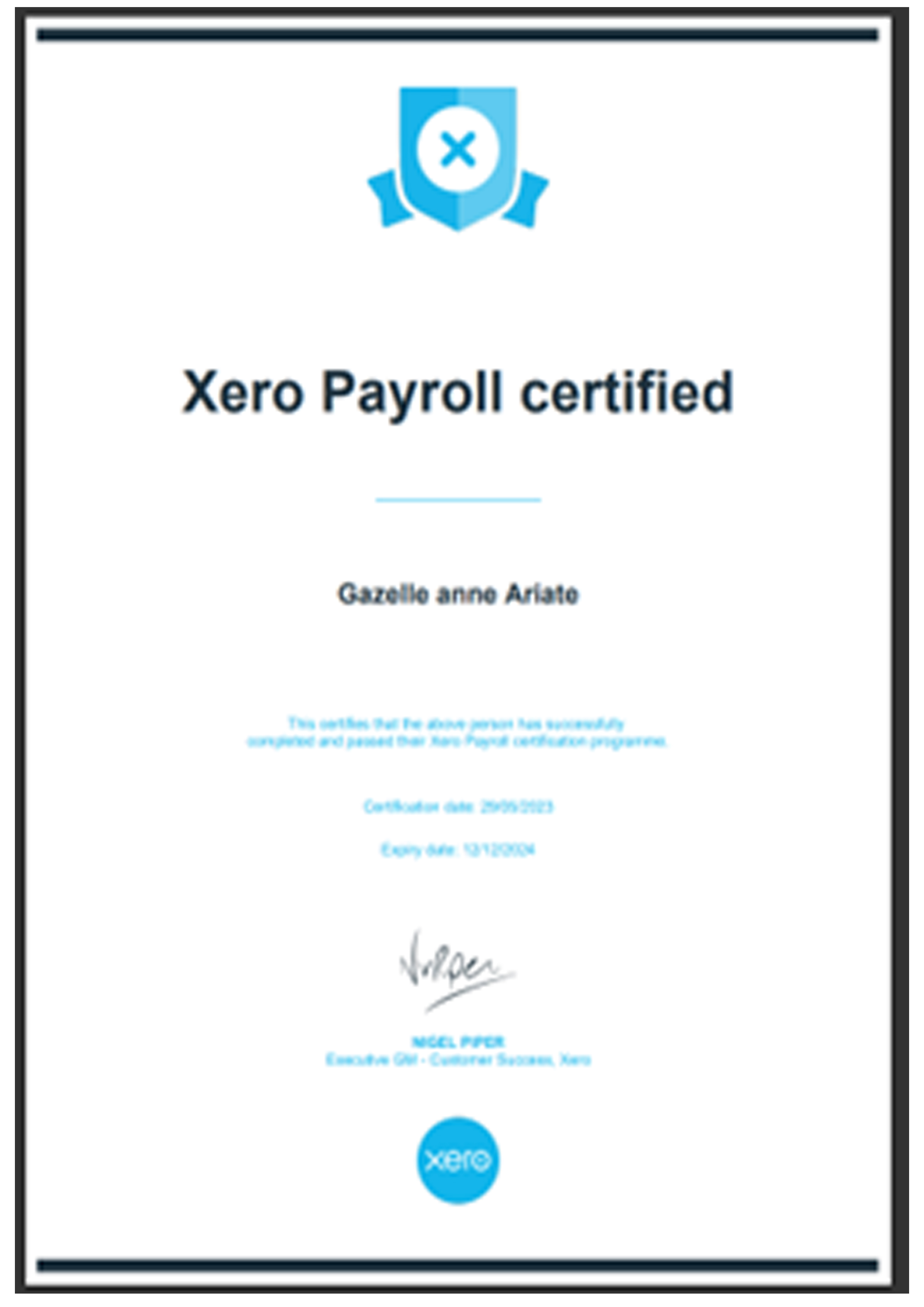 Xero Payroll Certification
