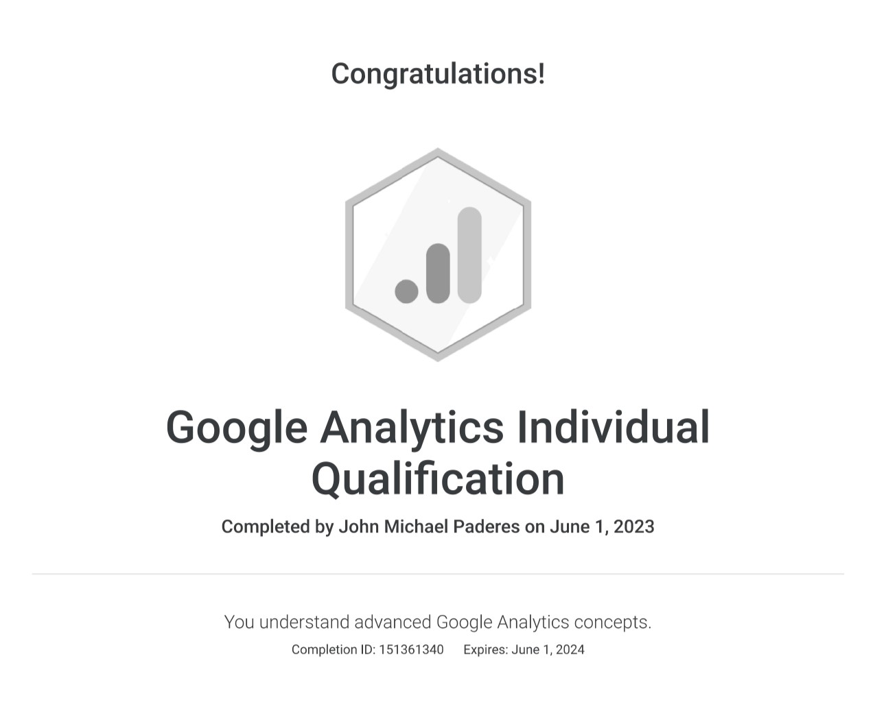 Google Analytics Individual Qualification