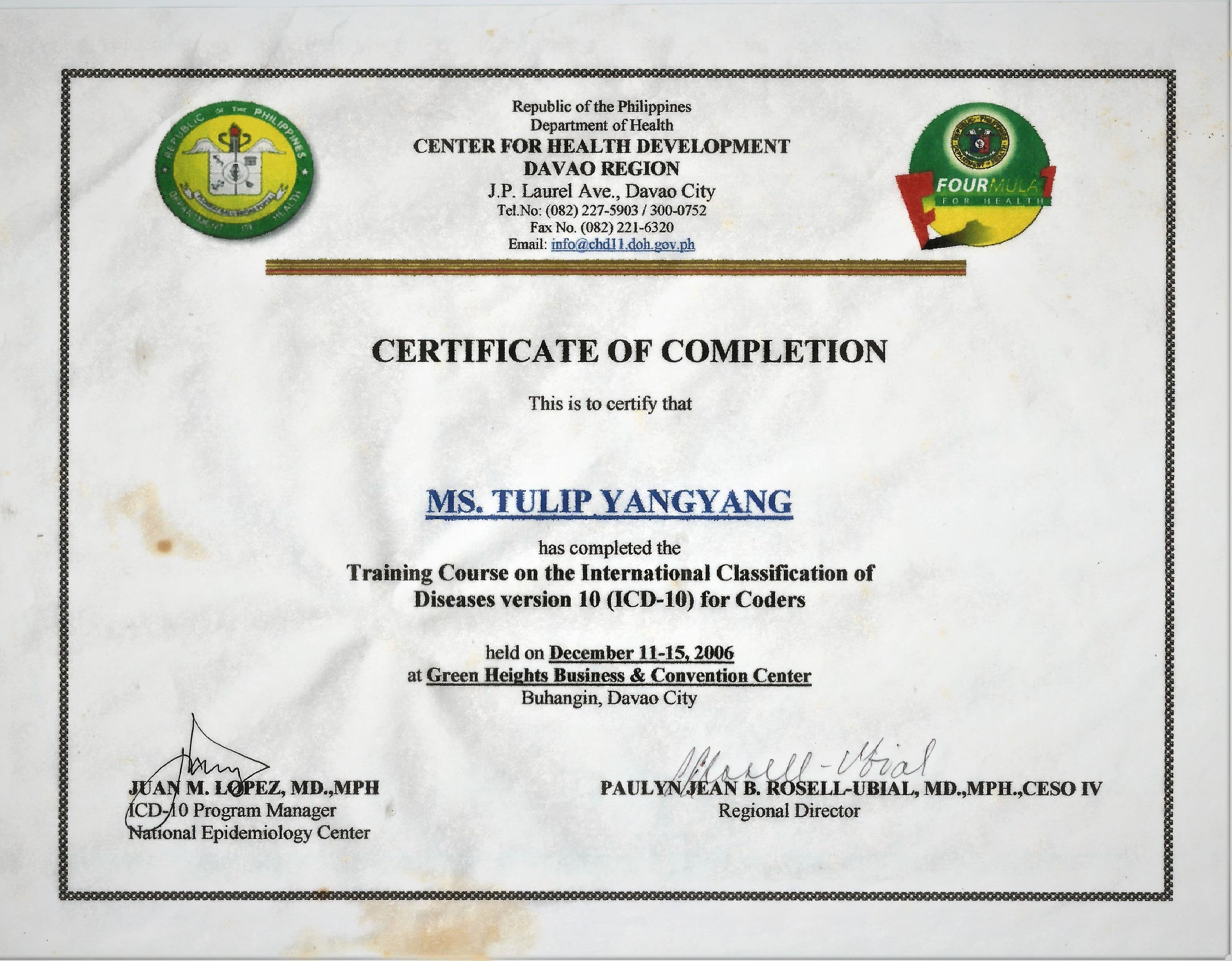 Coder's Training on the International Classification of  Diseases Version 10 (ICD-10)