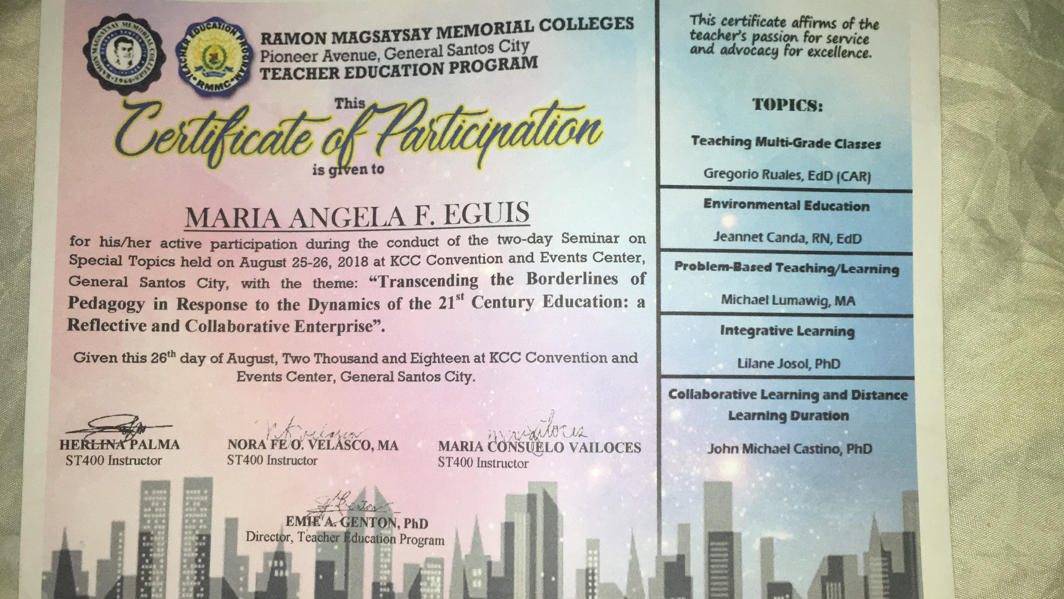 Certificate of participation